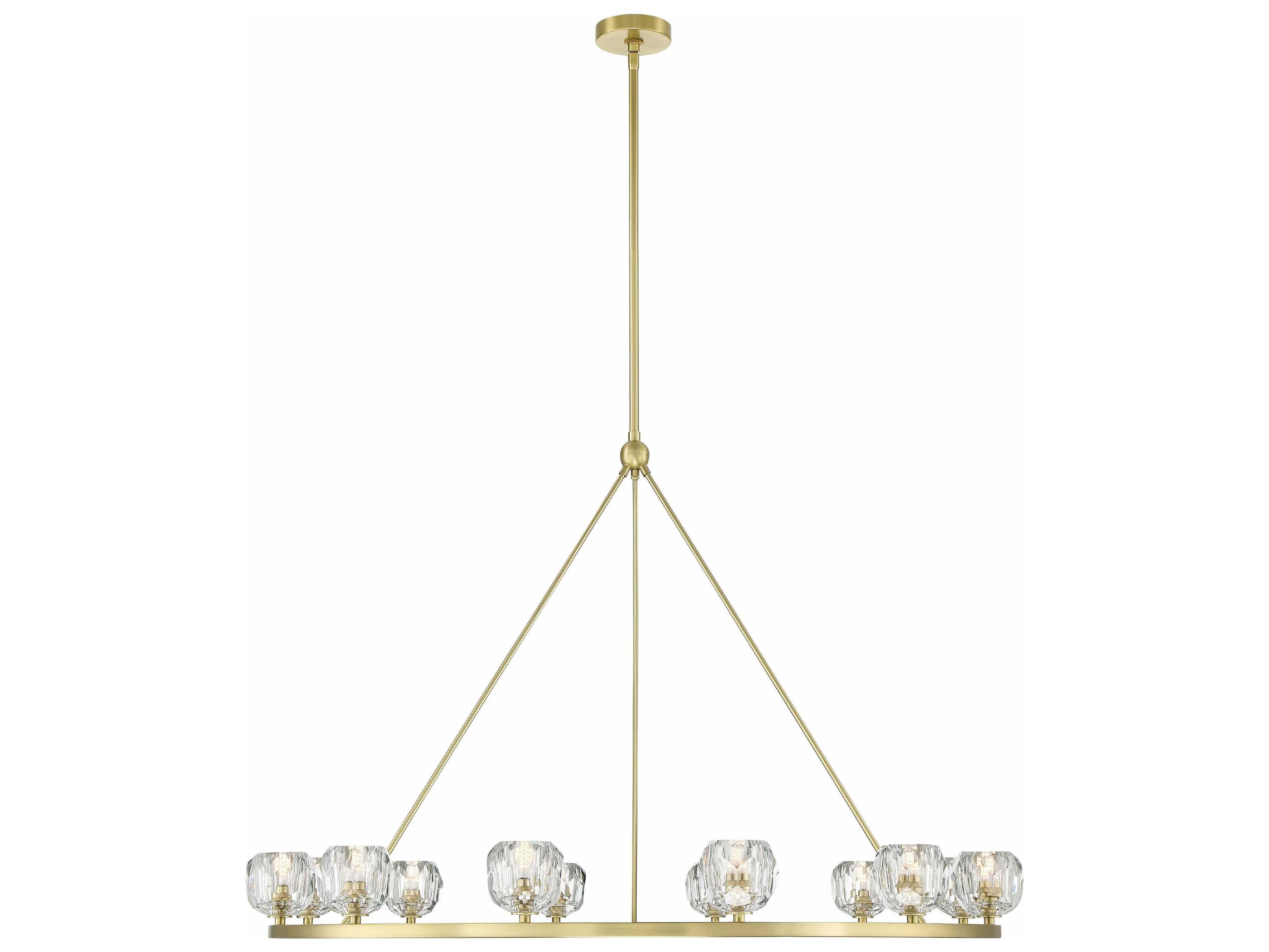 Aragon 12-Light Soft Brass Black Crystal Glass Globe Chandelier