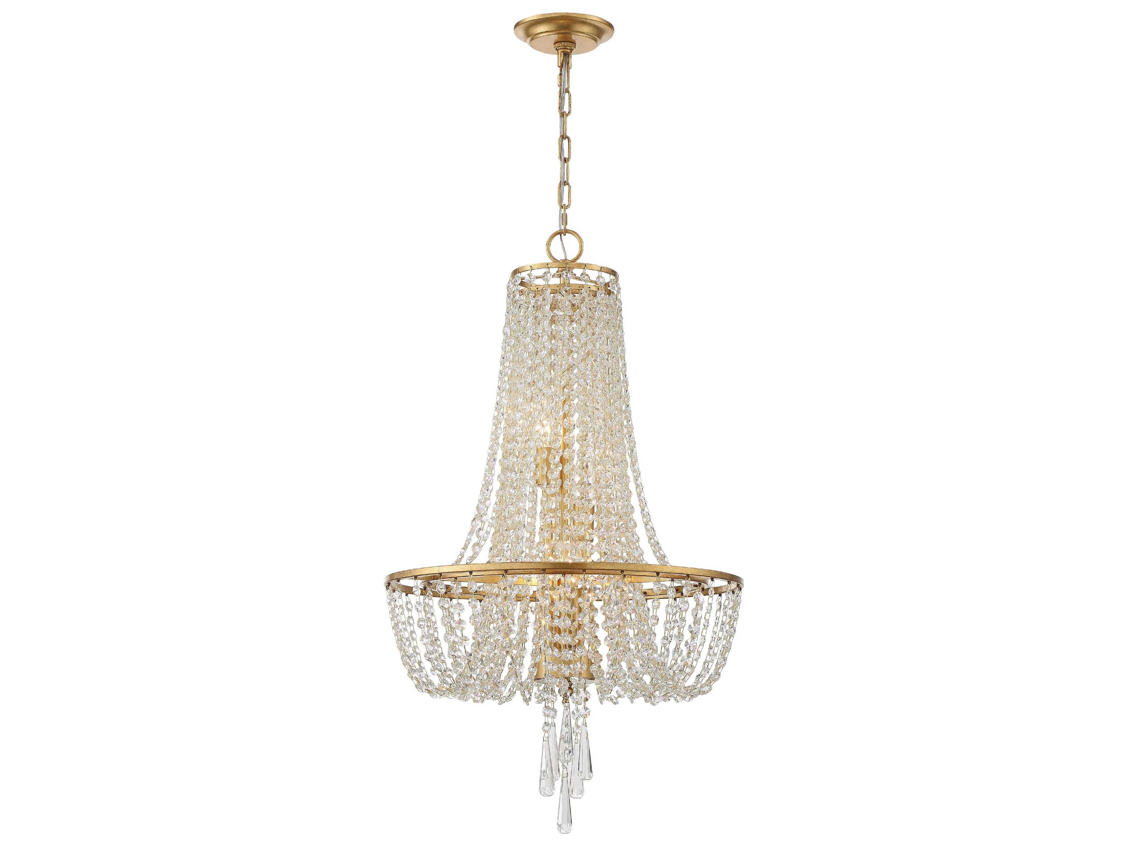 Arcadia 4-Light Antique Gold Steel Crystal Candelabra Chandelier