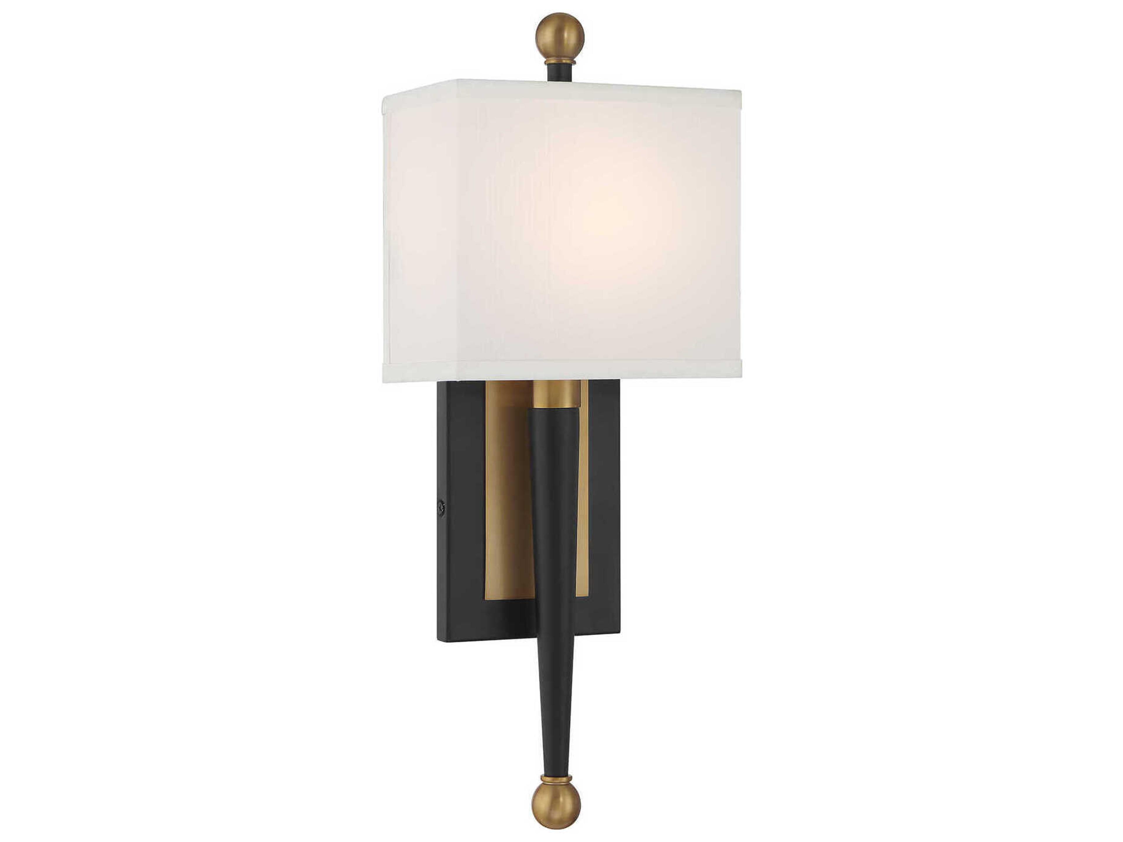 Crystorama Ardson 1-Light Matte Black Vibrant Gold Wall Sconce