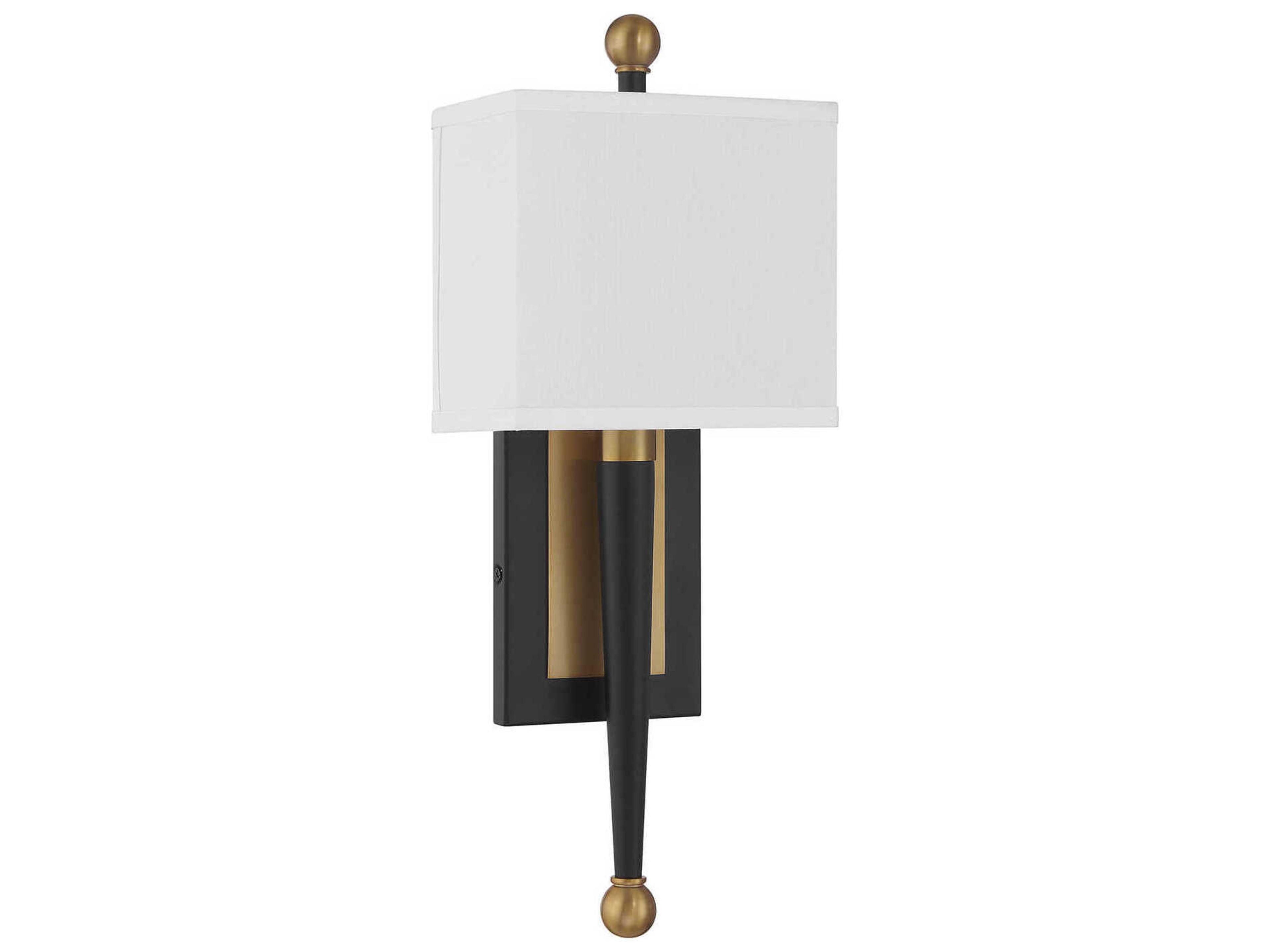 Crystorama Ardson 1-Light Matte Black Vibrant Gold Wall Sconce