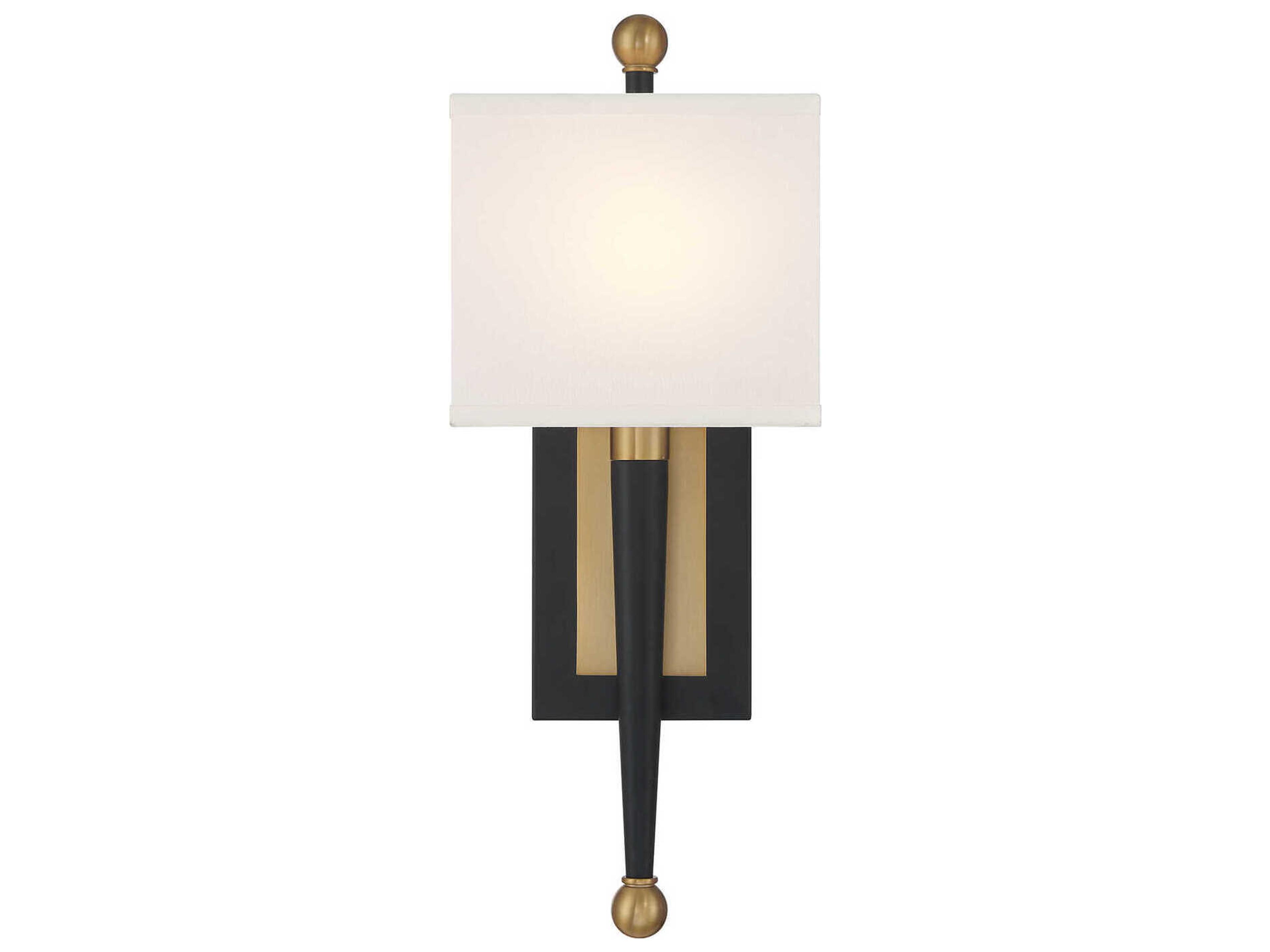 Crystorama Ardson 1-Light Matte Black Vibrant Gold Wall Sconce