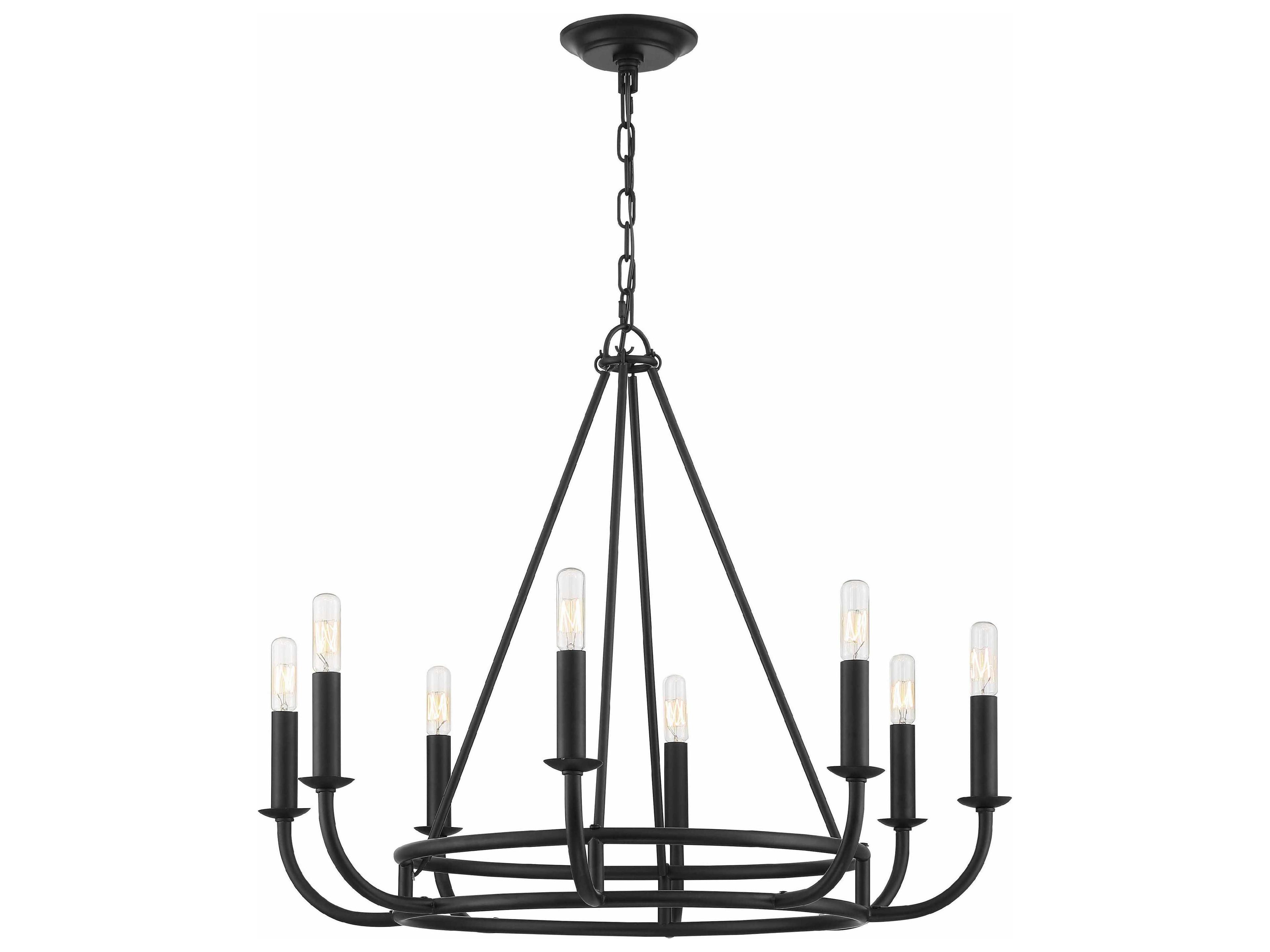 Bailey 8-Light Matte Black Candelabra Chandelier