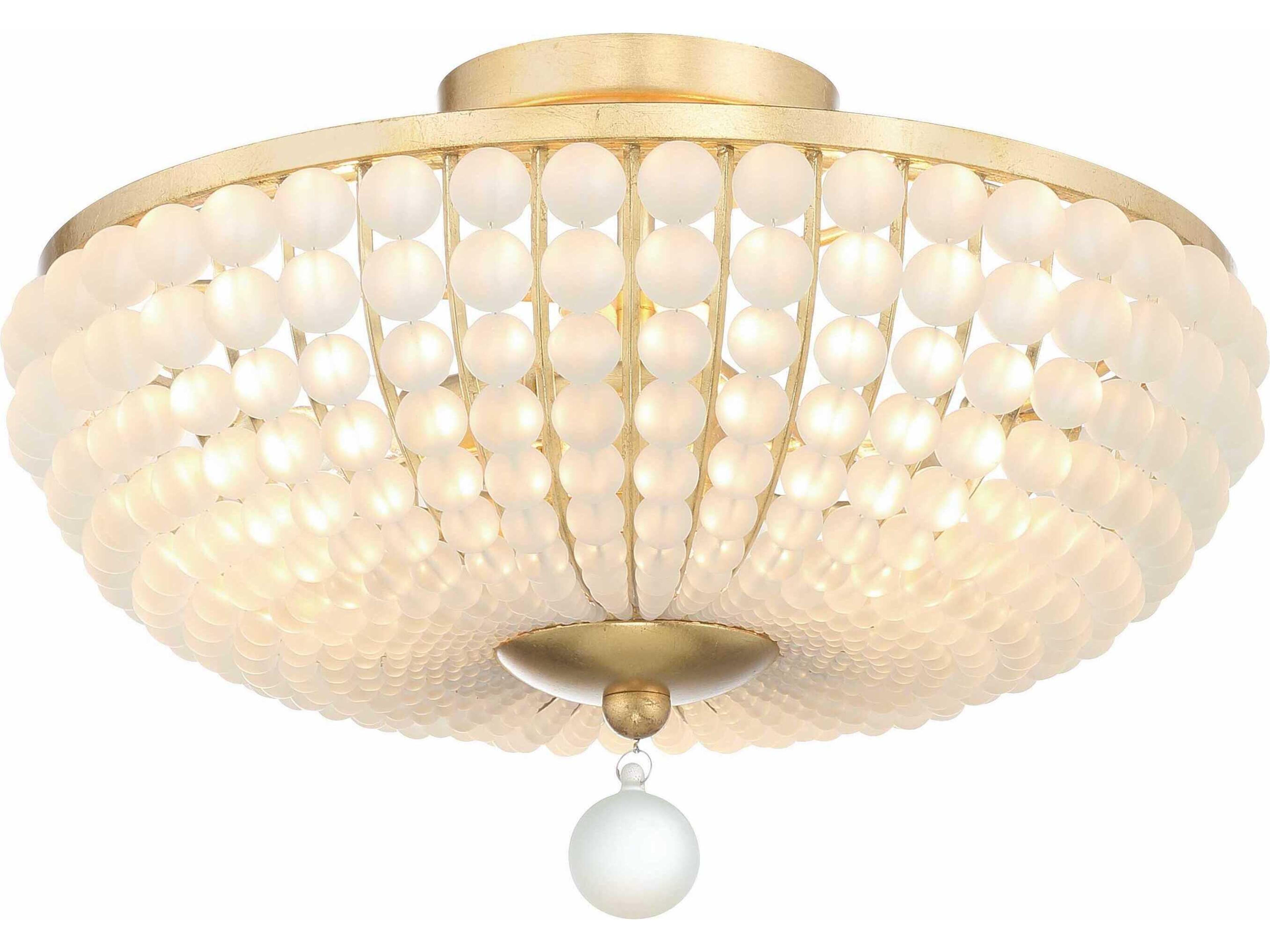 Bella 3-Light Antique Gold Glass Bowl Semi Flush Mount