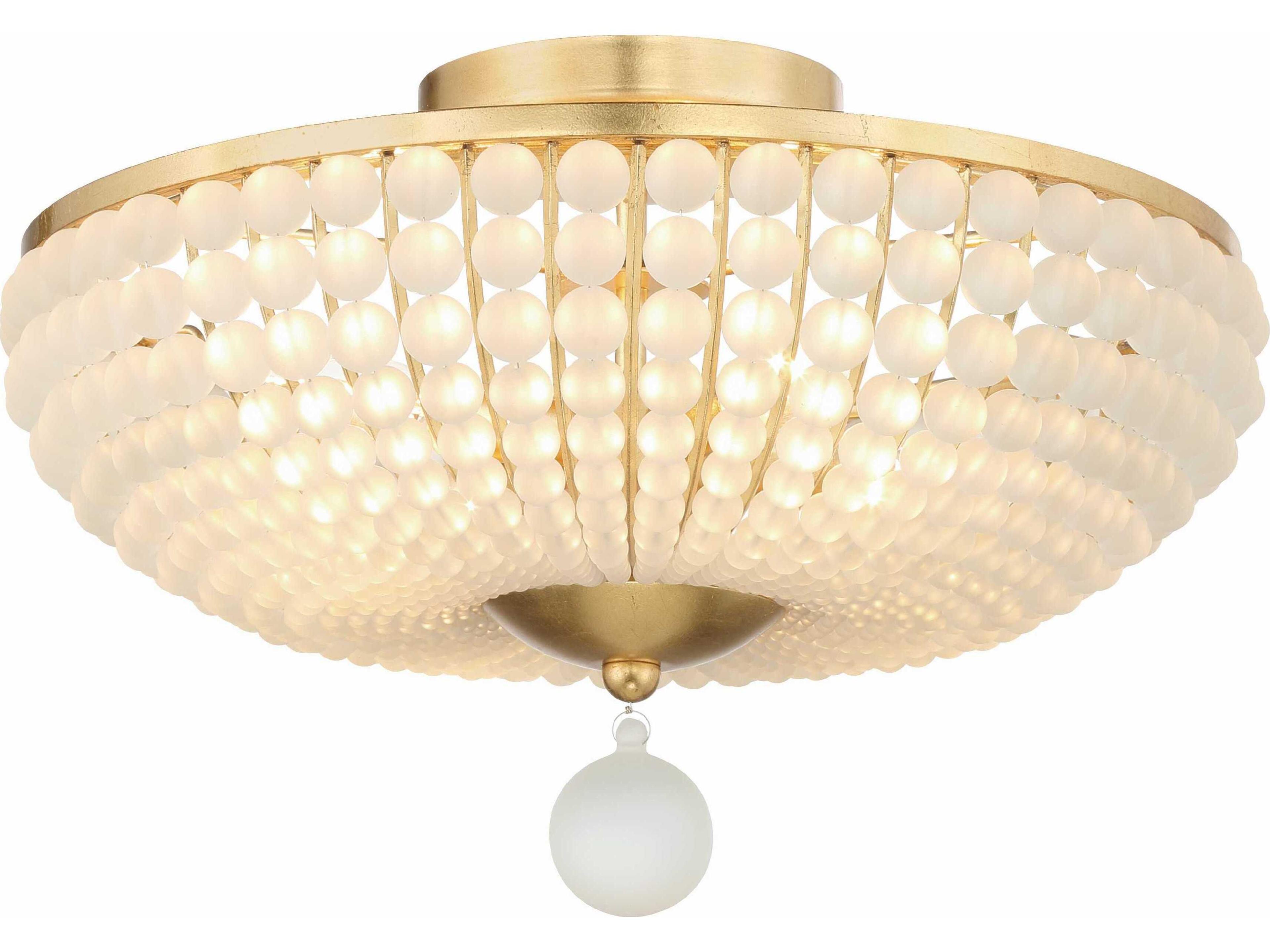 Bella 4-Light Antique Gold Glass Bowl Semi Flush Mount