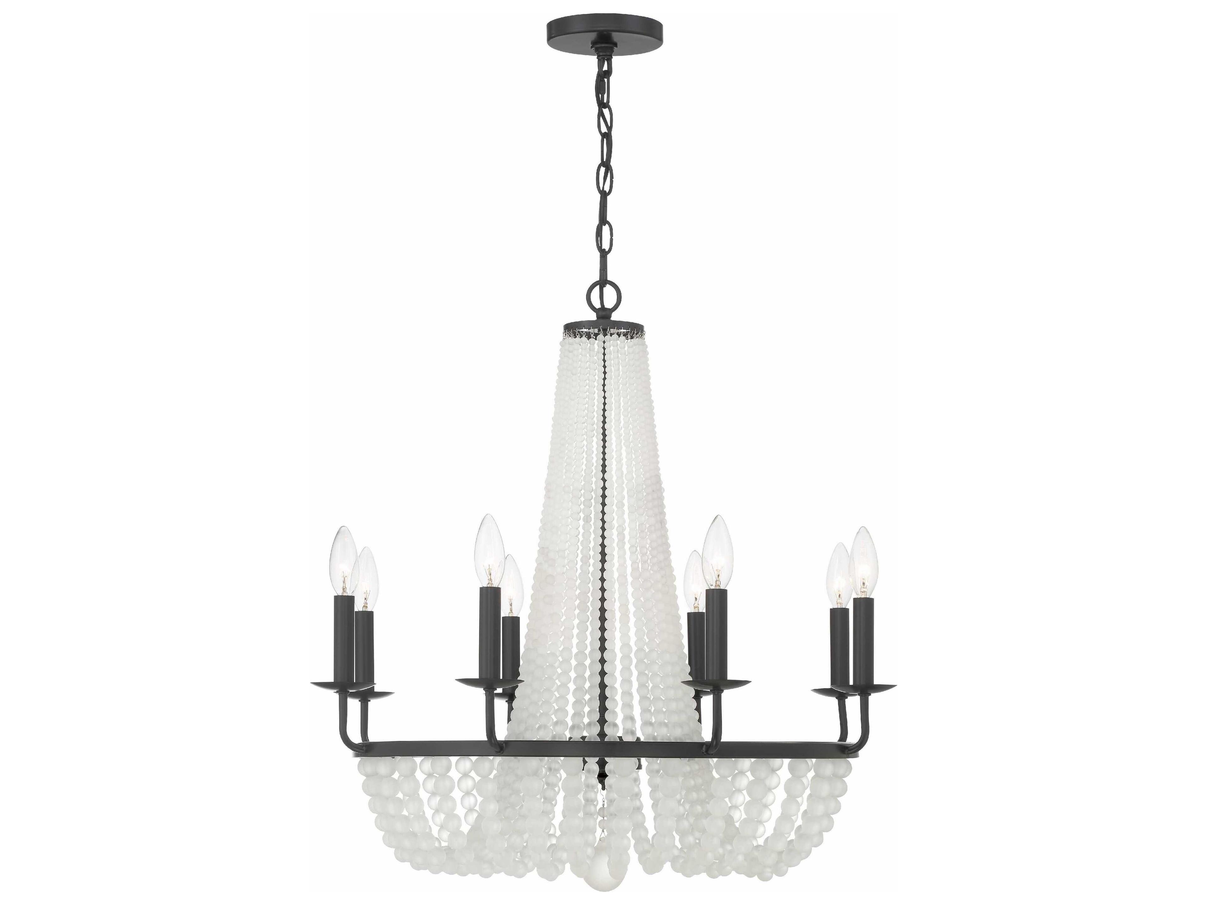 Bella 8-Light Matte Black Glass Candelabra Chandelier