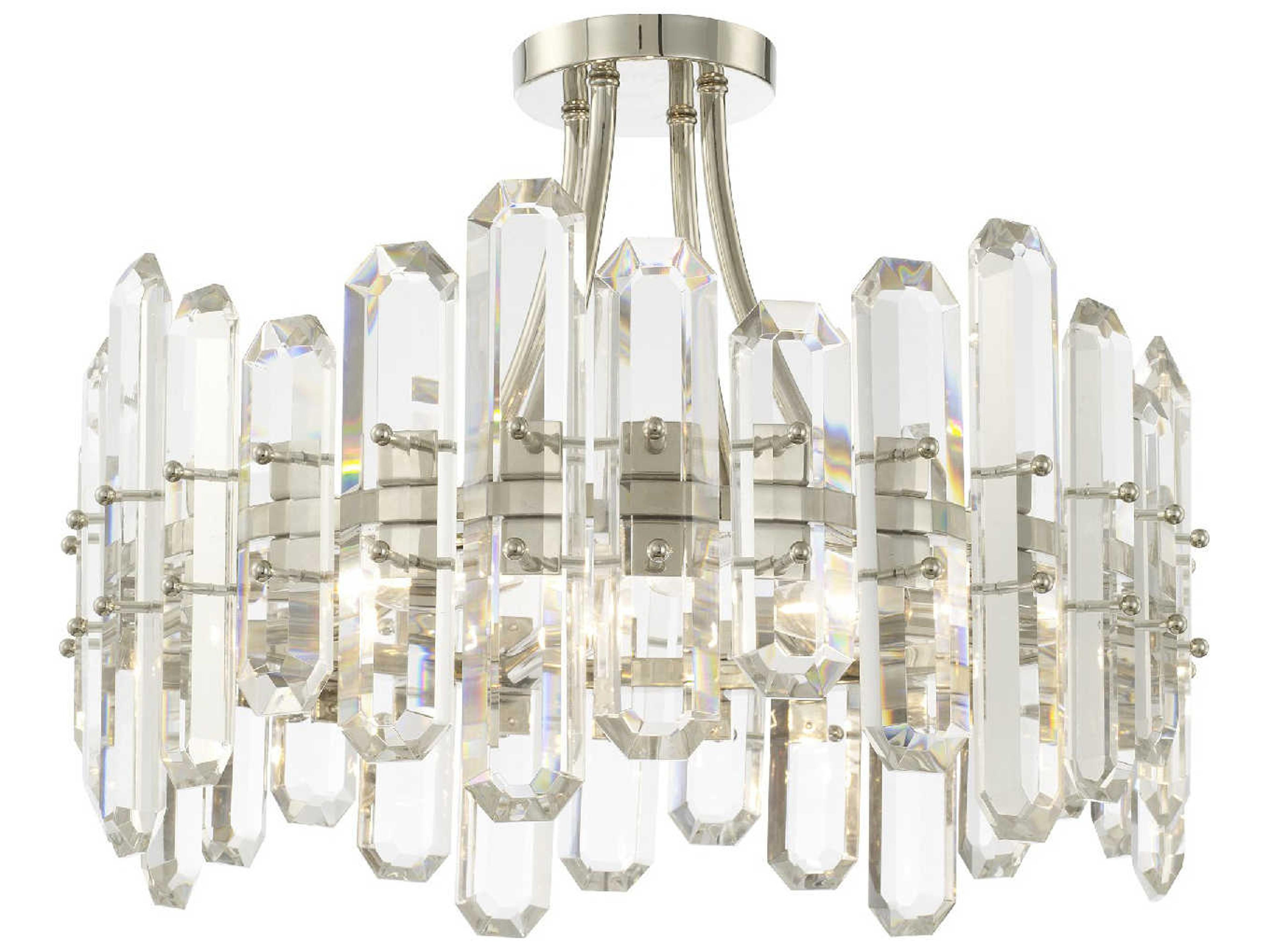 Crystorama Bolton 4-Light Polished Nickel Crystal Drum Semi Flush Mount