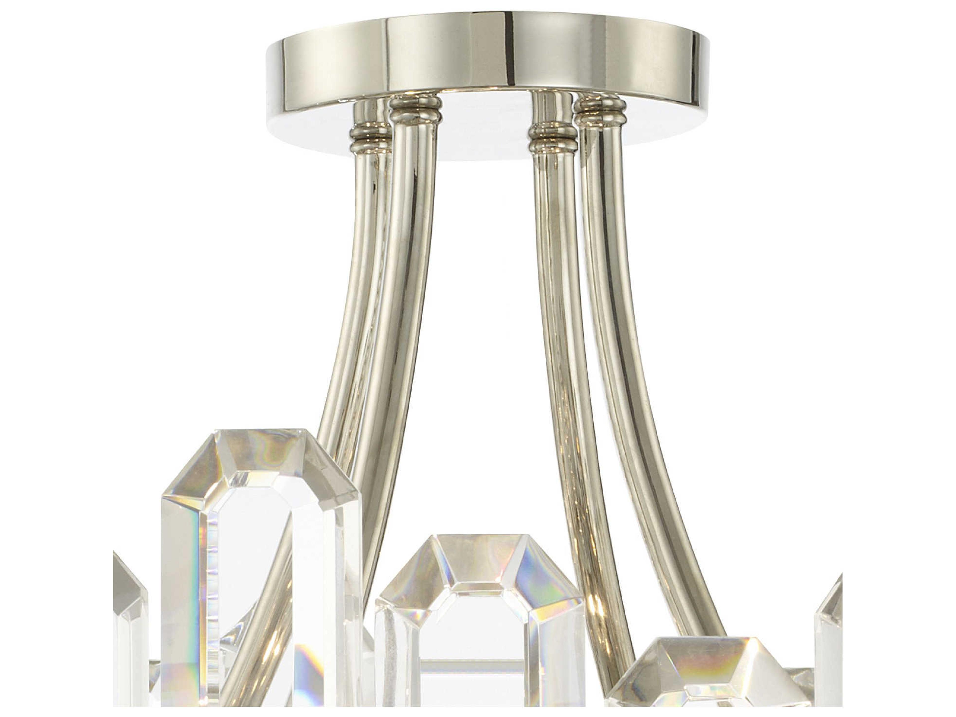 Crystorama Bolton 4-Light Polished Nickel Crystal Drum Semi Flush Mount