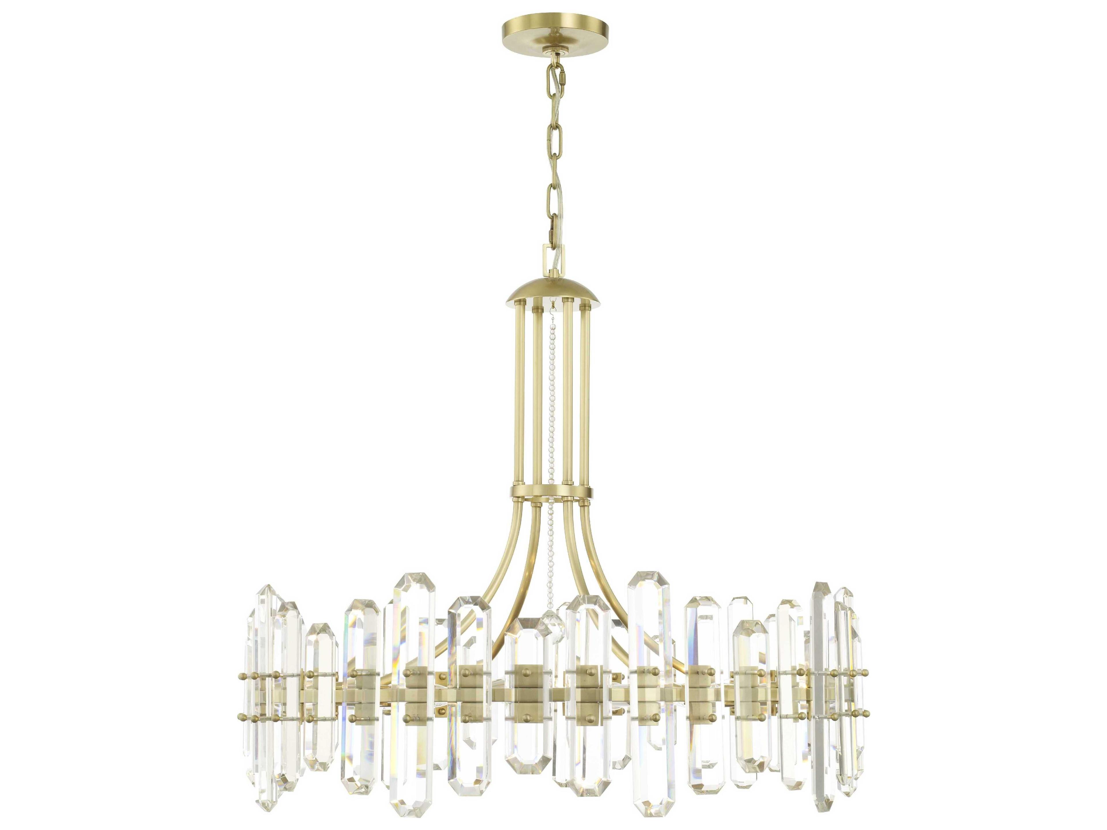 Bolton 12-Light Gold Crystal Candelabra Drum Linear Chandelier