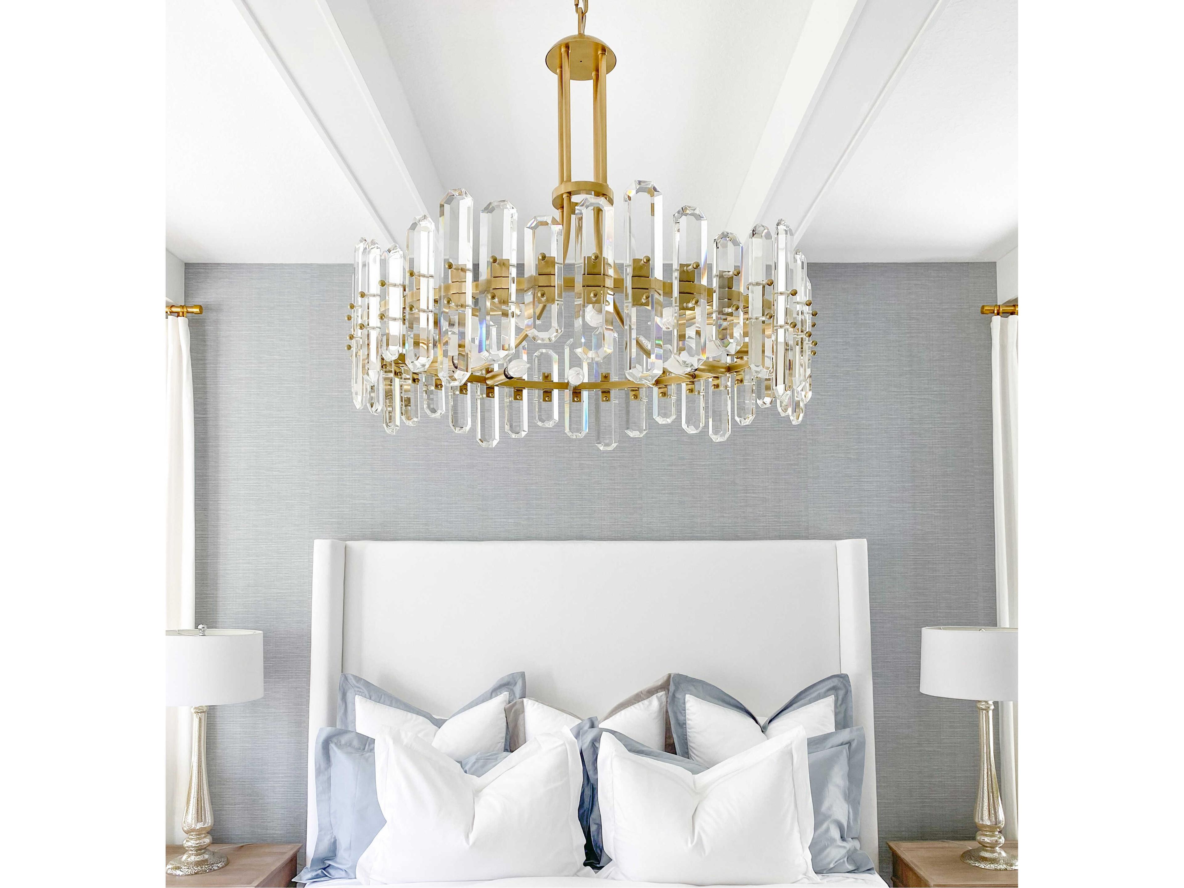 Crystorama Bolton 12-Light Gold Crystal Candelabra Drum Linear Chandelier