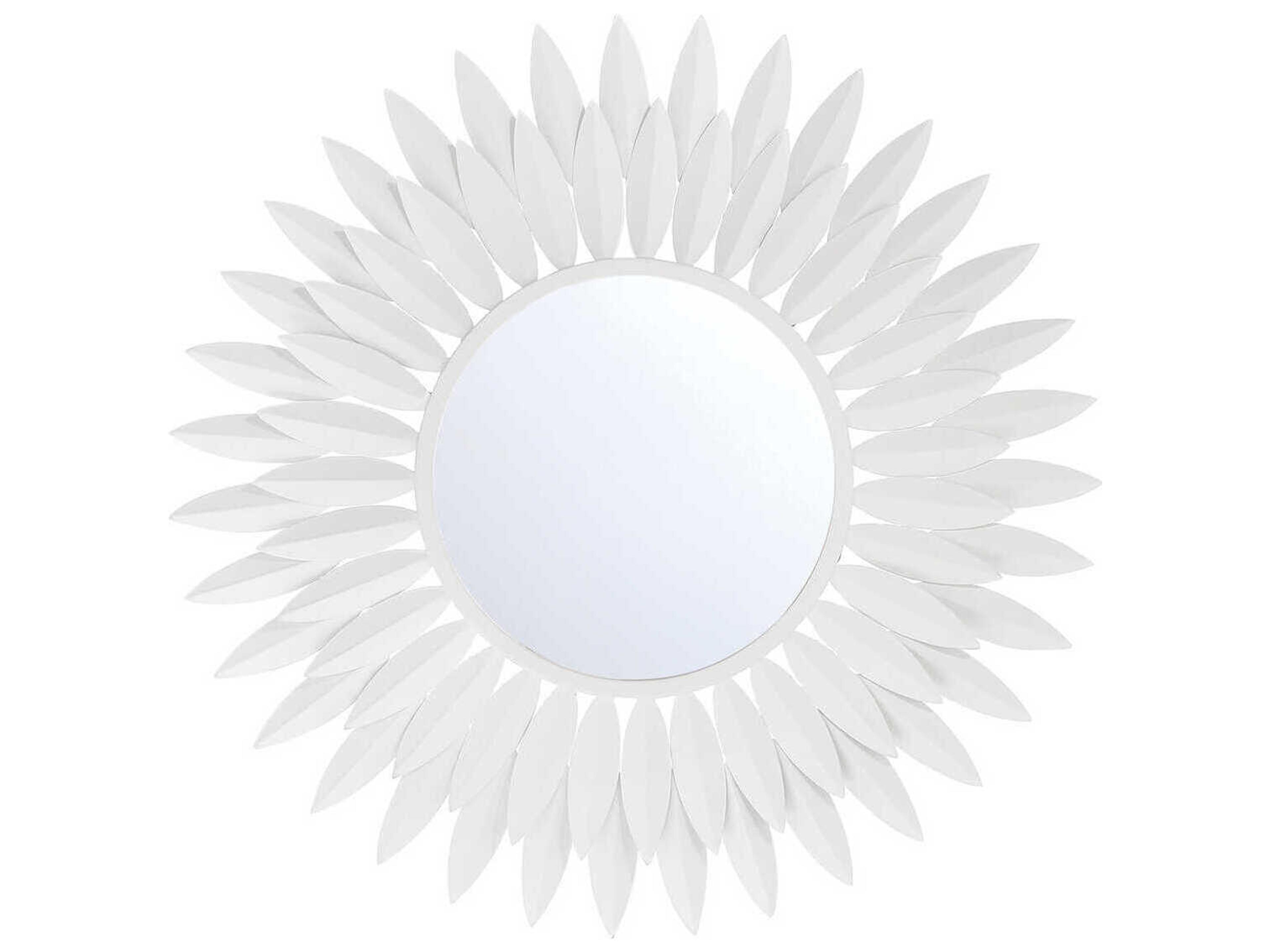 Broche Matte White Wall Mirror Sunburst