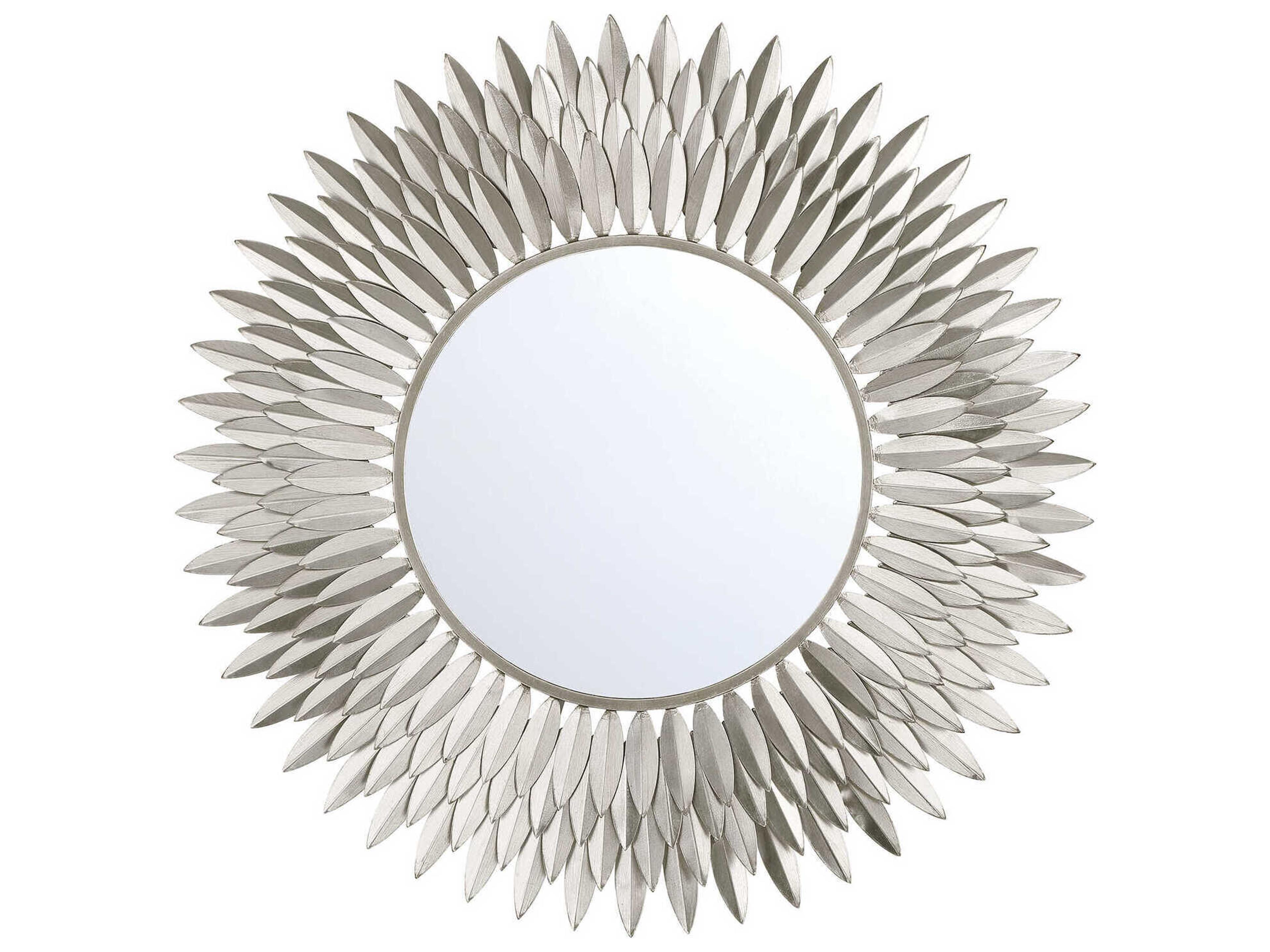 Broche Antique Silver Wall Mirror Sunburst
