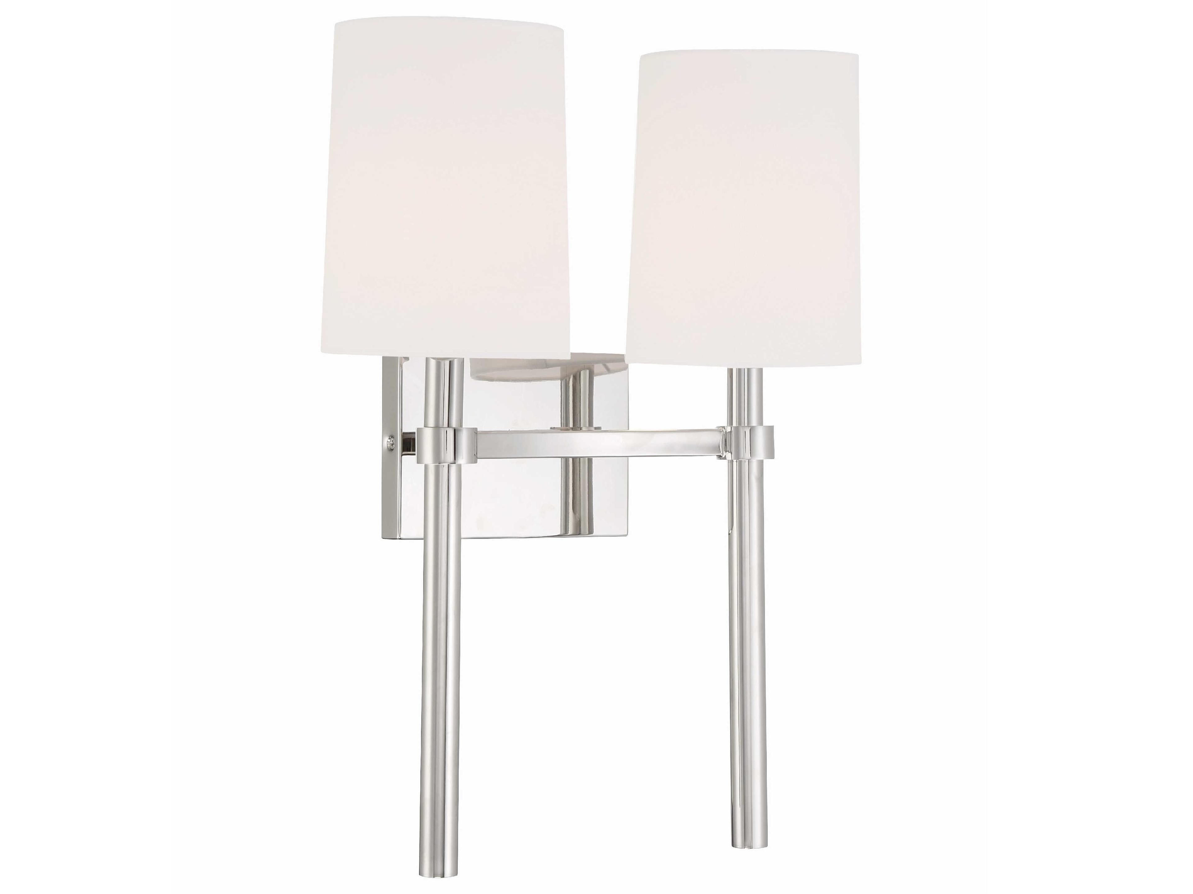 Crystorama Bromley 2-Light Polished Nickel Wall Sconce