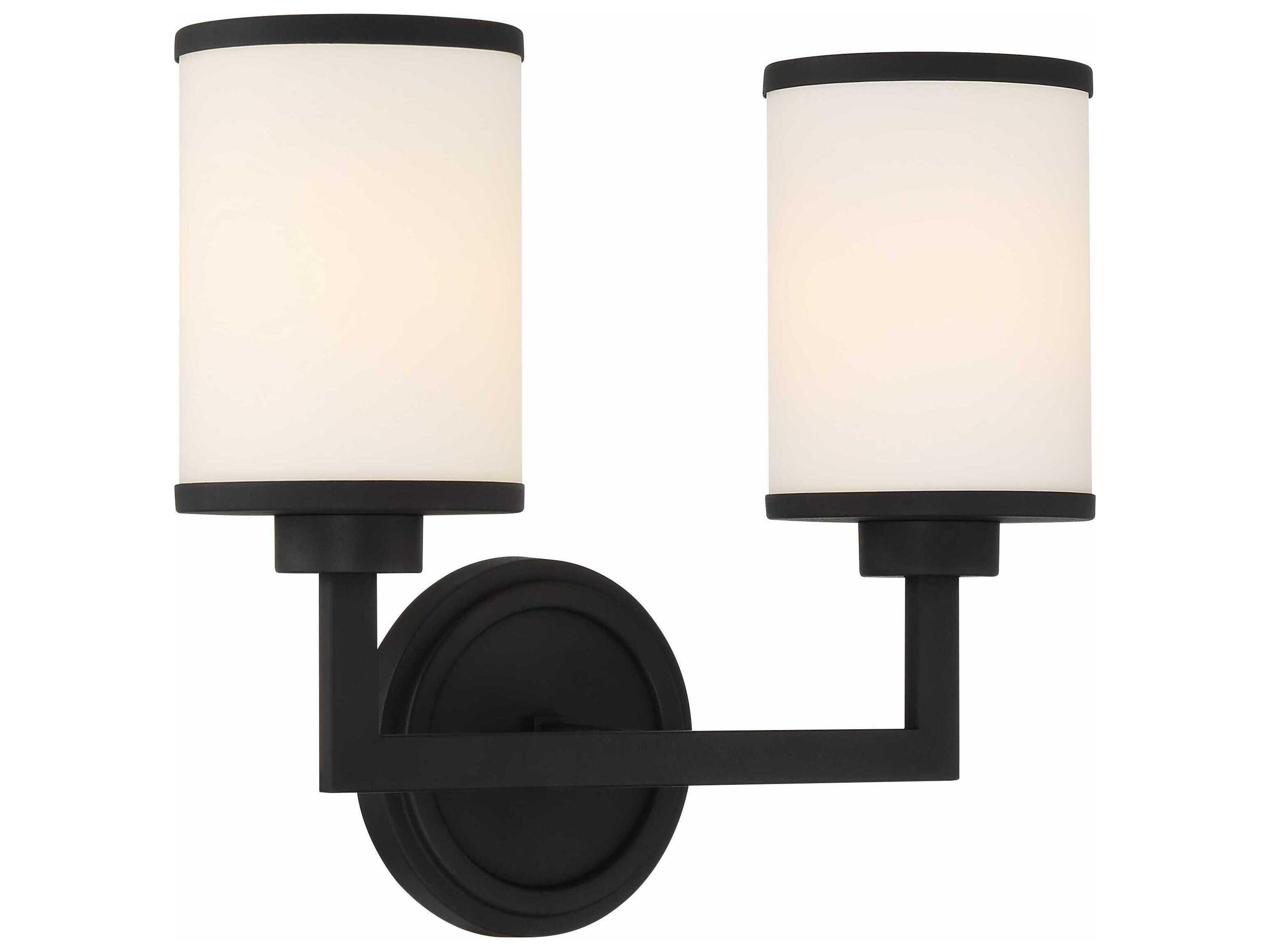 Crystorama Bryant 2-Light Black Forged Glass Wall Sconce