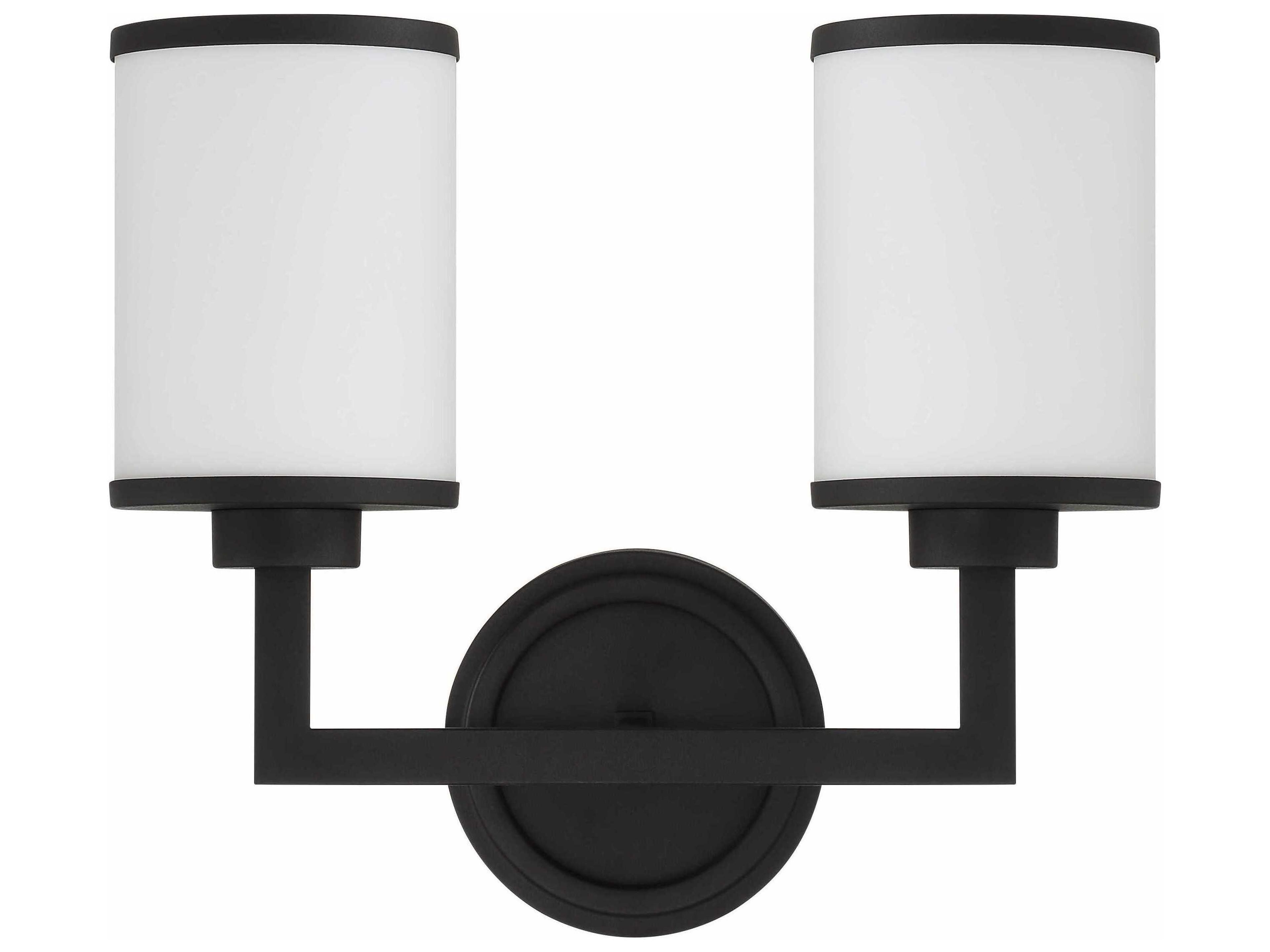 Crystorama Bryant 2-Light Black Forged Glass Wall Sconce