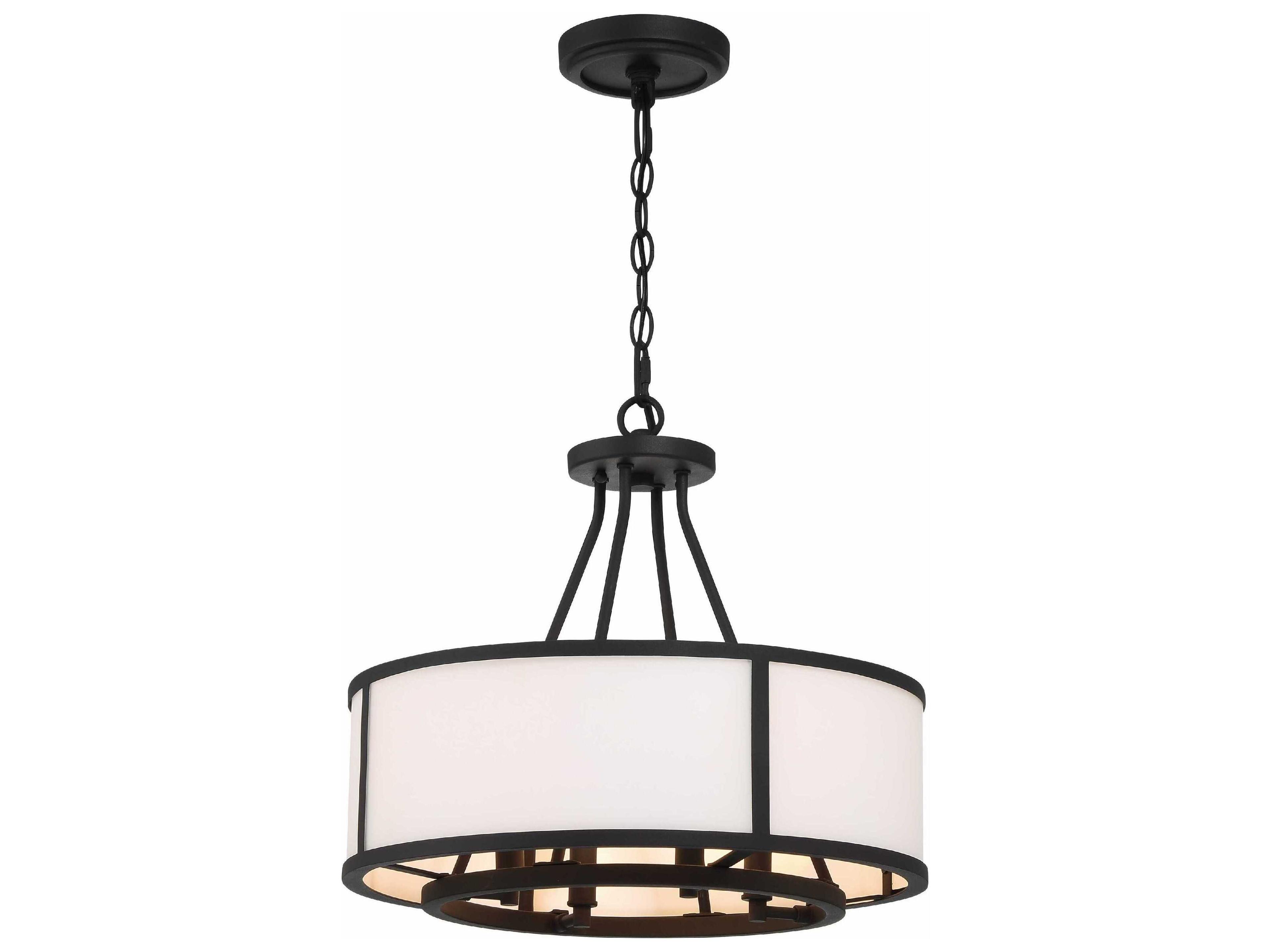 Bryant 4-Light Black Forged Glass Drum Chandelier