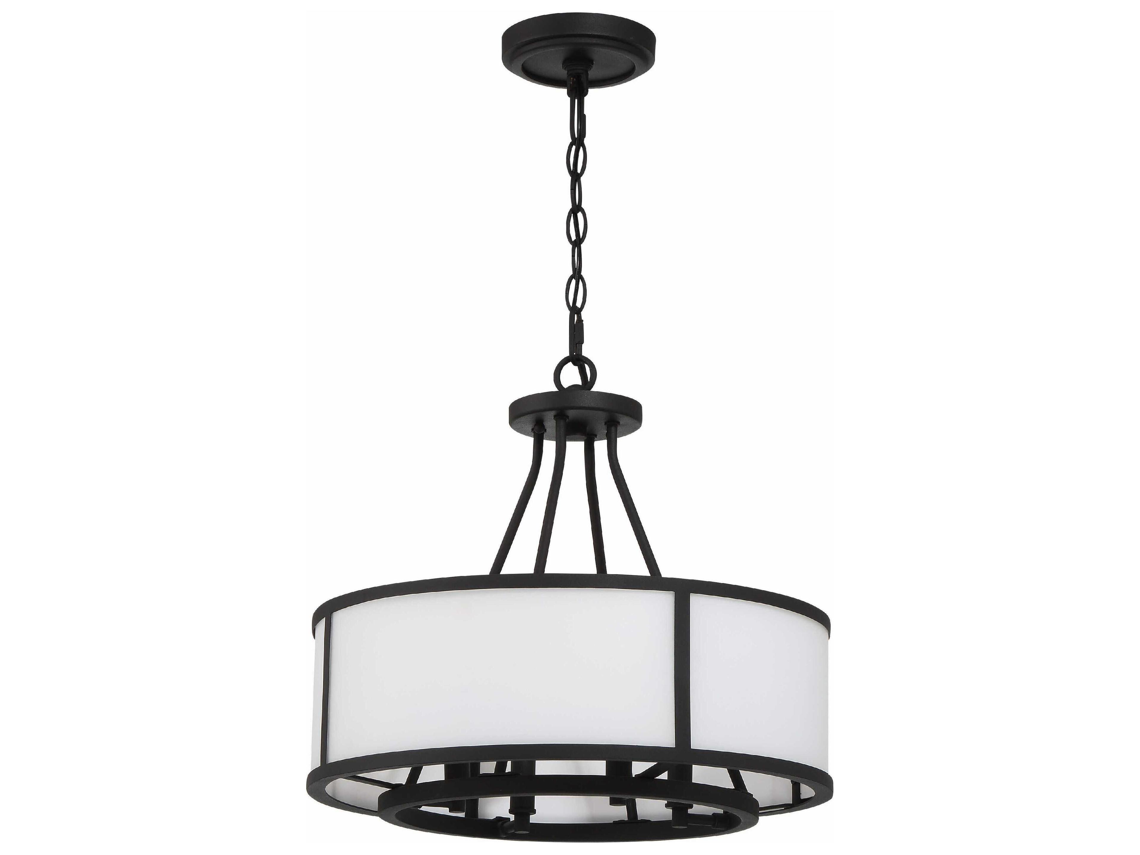 Crystorama Bryant 4-Light Black Forged Glass Drum Chandelier