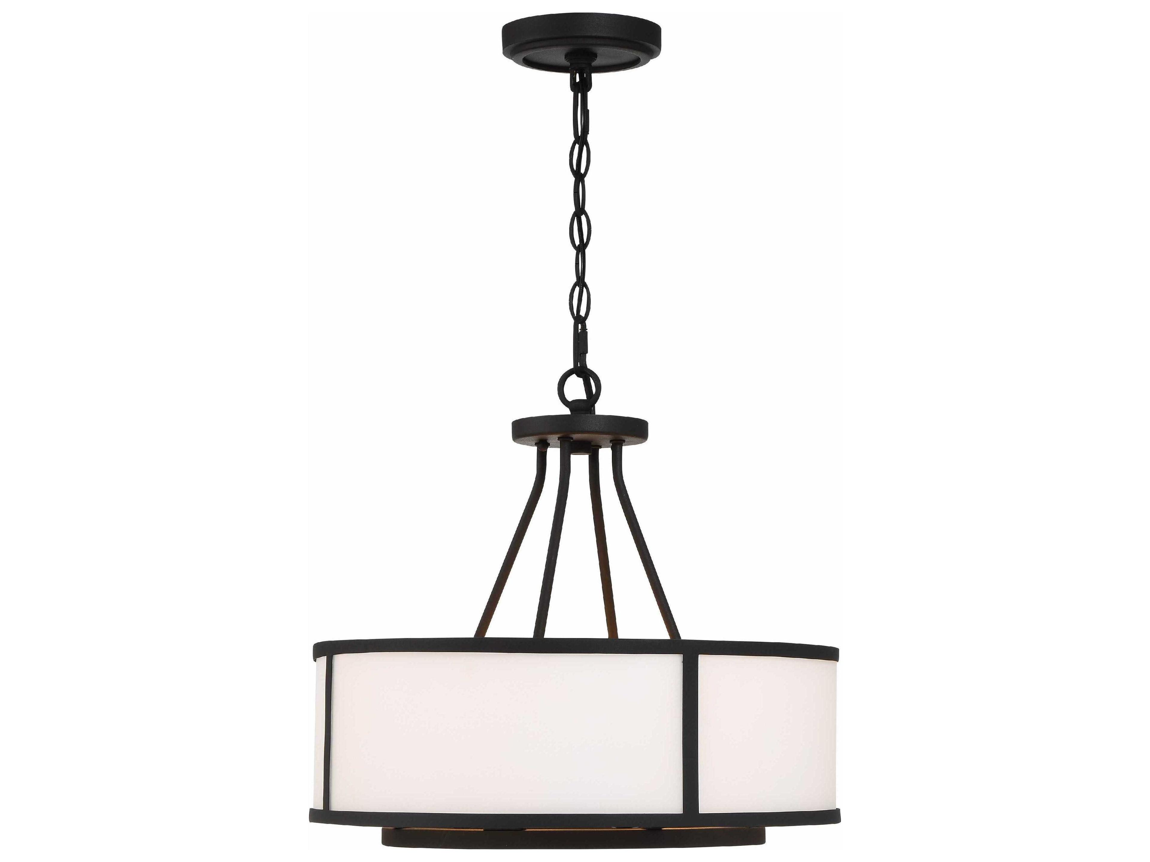 Crystorama Bryant 4-Light Black Forged Glass Drum Chandelier