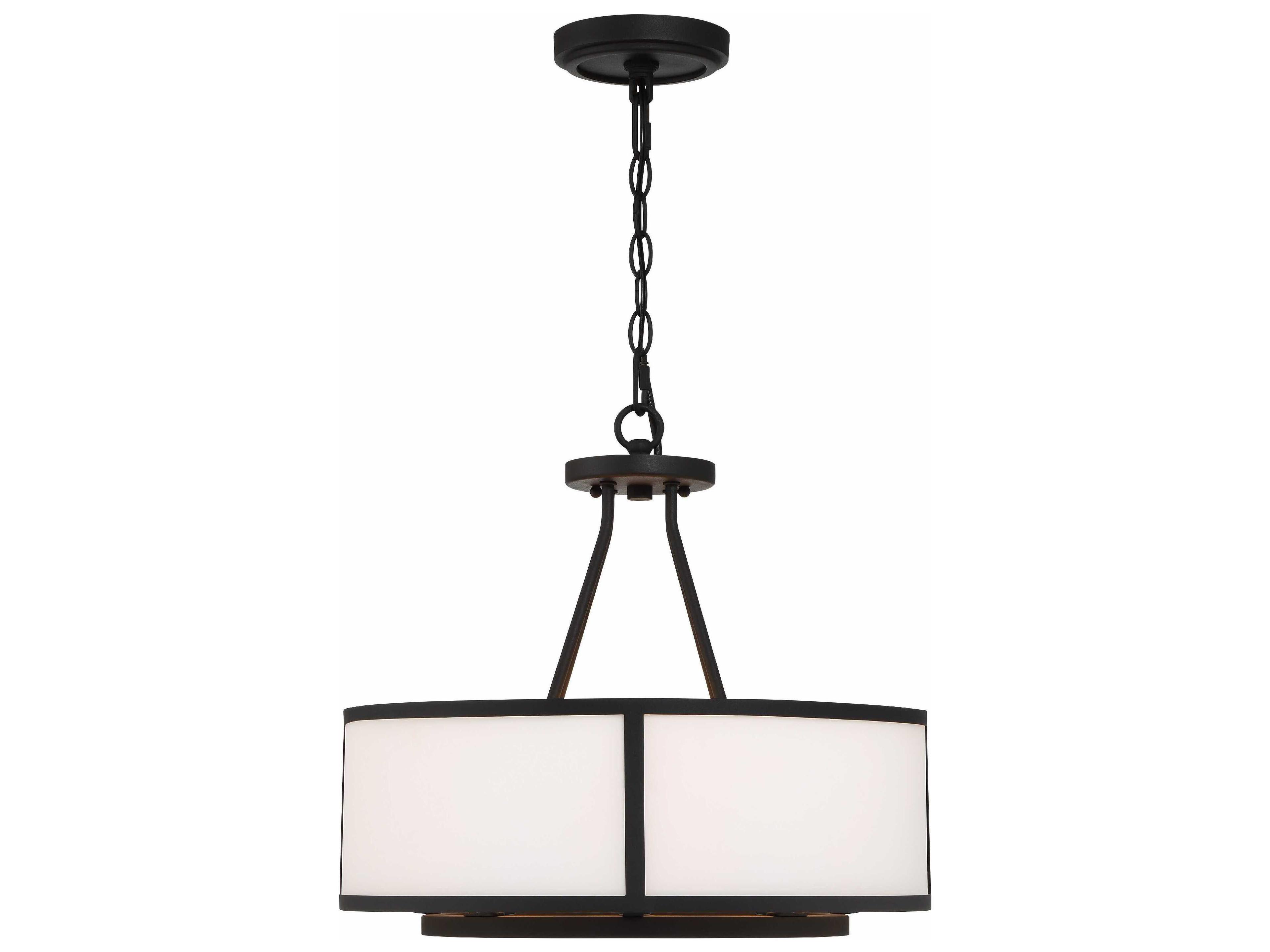 Crystorama Bryant 4-Light Black Forged Glass Drum Chandelier