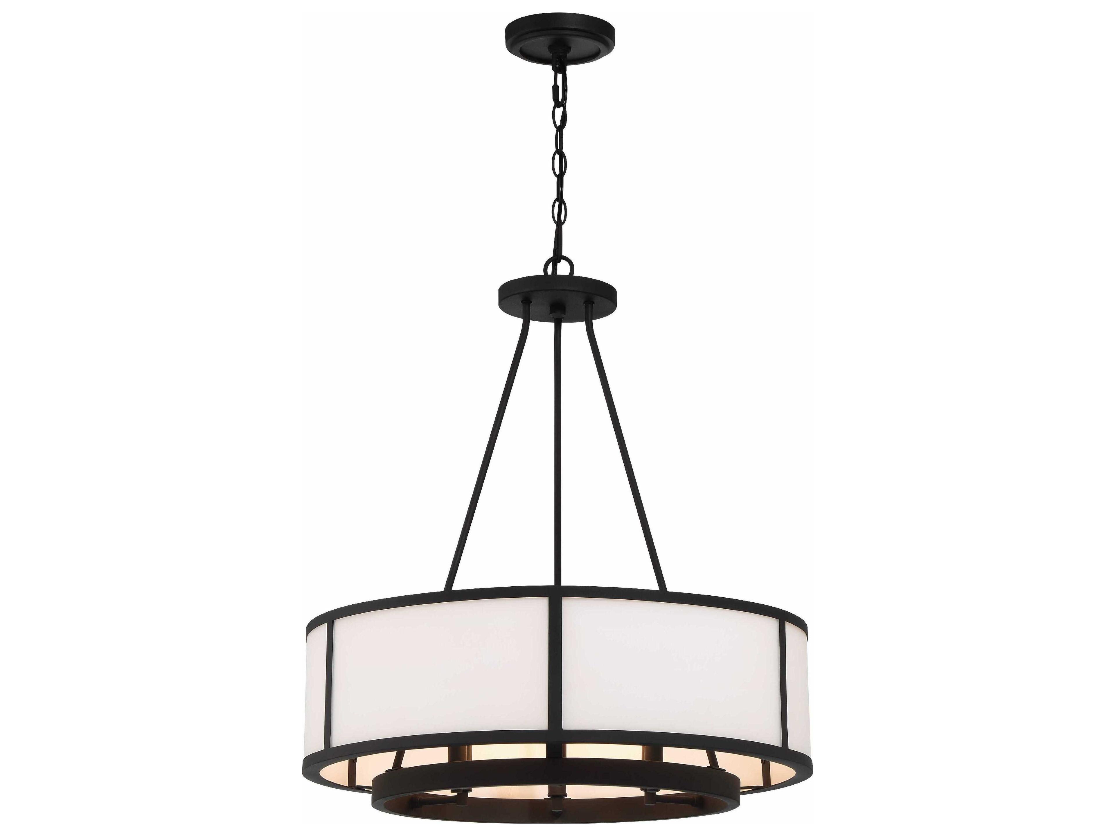 Bryant 6-Light Black Forged Glass Drum Chandelier