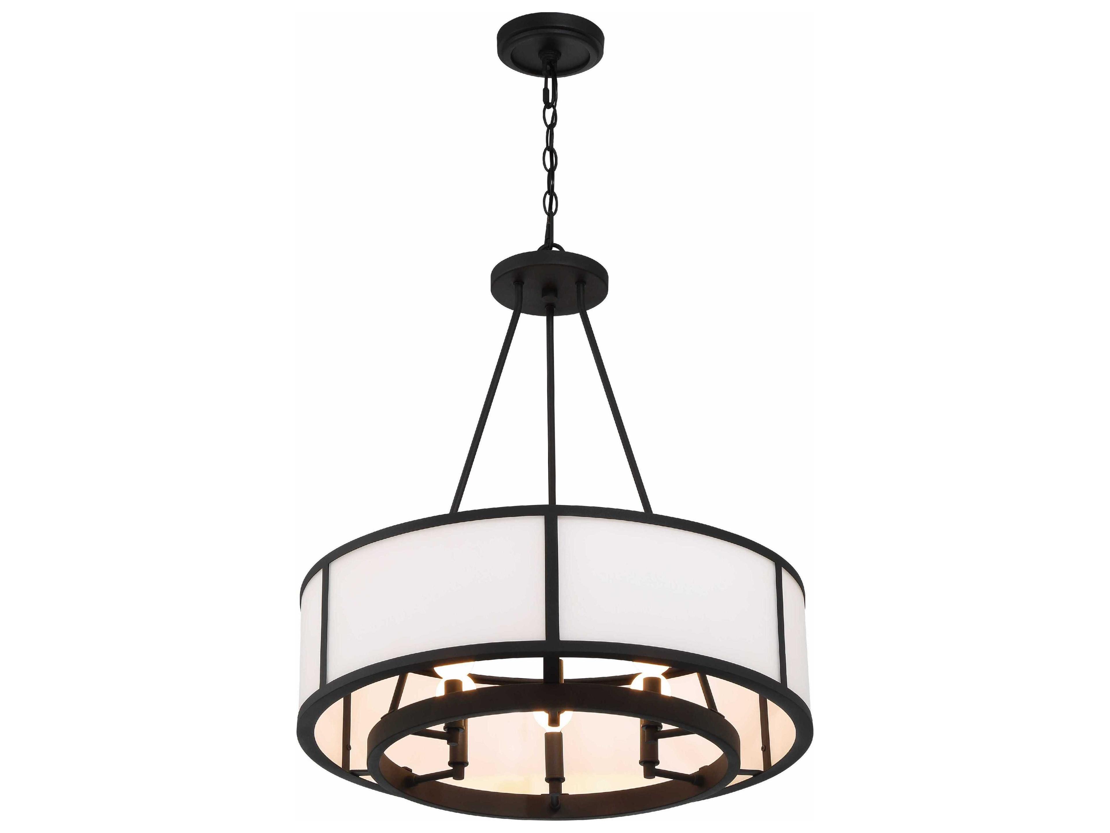 Crystorama Bryant 6-Light Black Forged Glass Drum Chandelier
