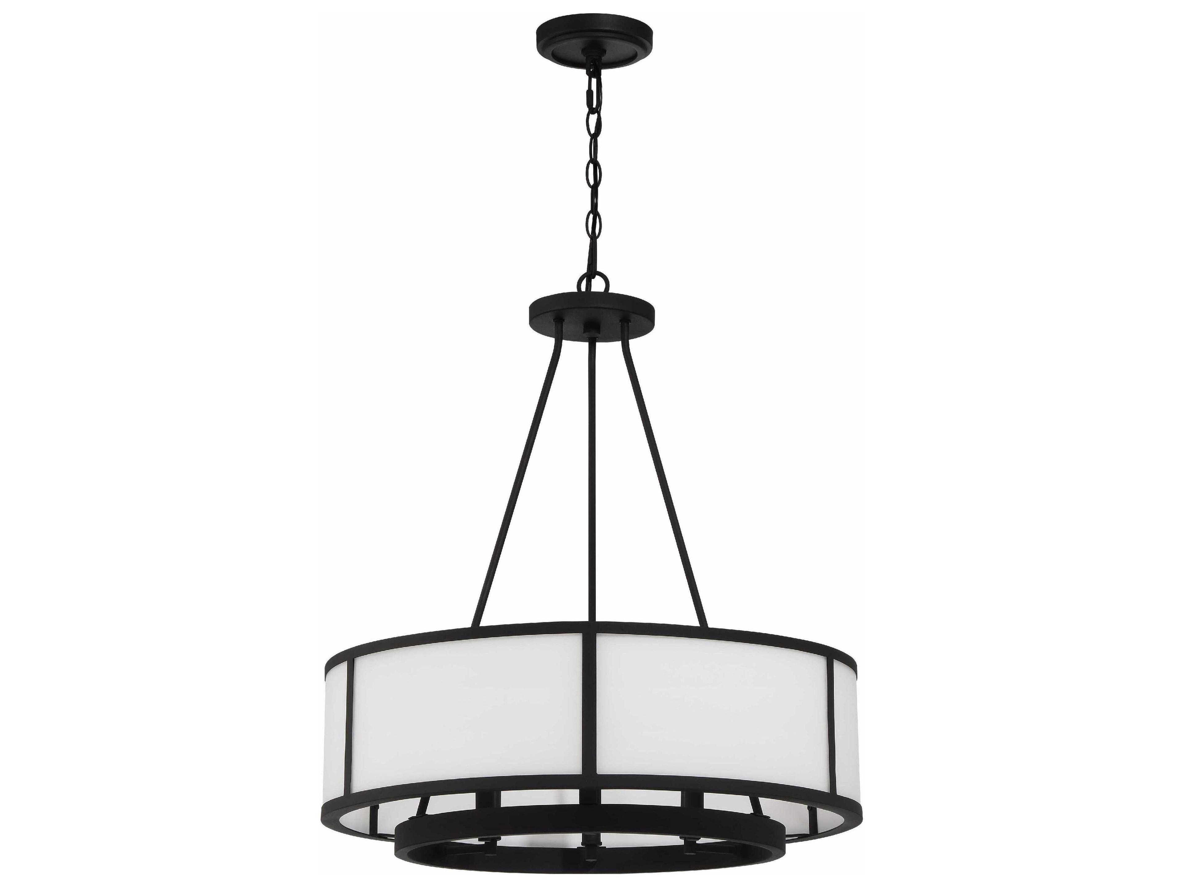 Crystorama Bryant 6-Light Black Forged Glass Drum Chandelier