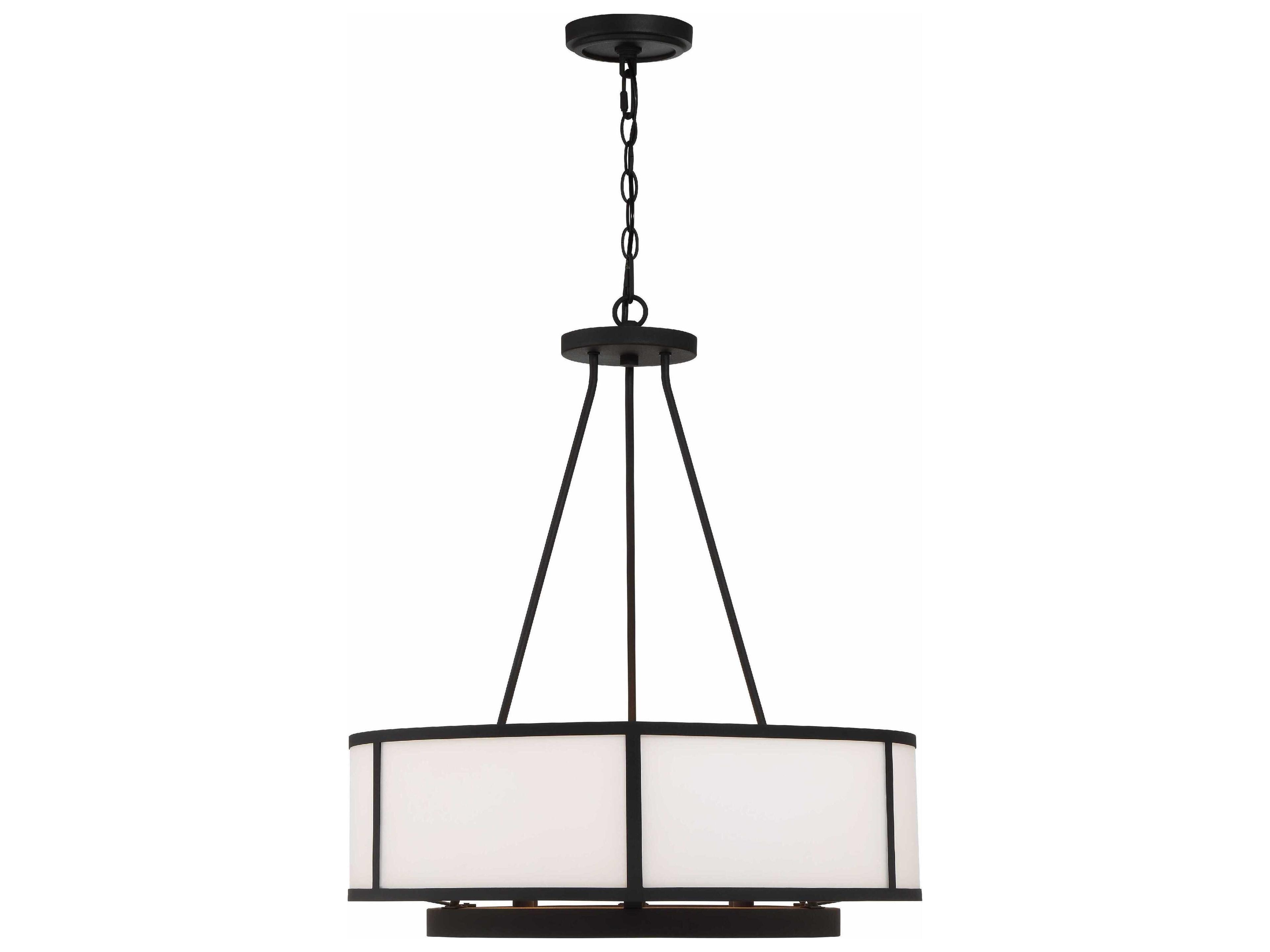 Crystorama Bryant 6-Light Black Forged Glass Drum Chandelier