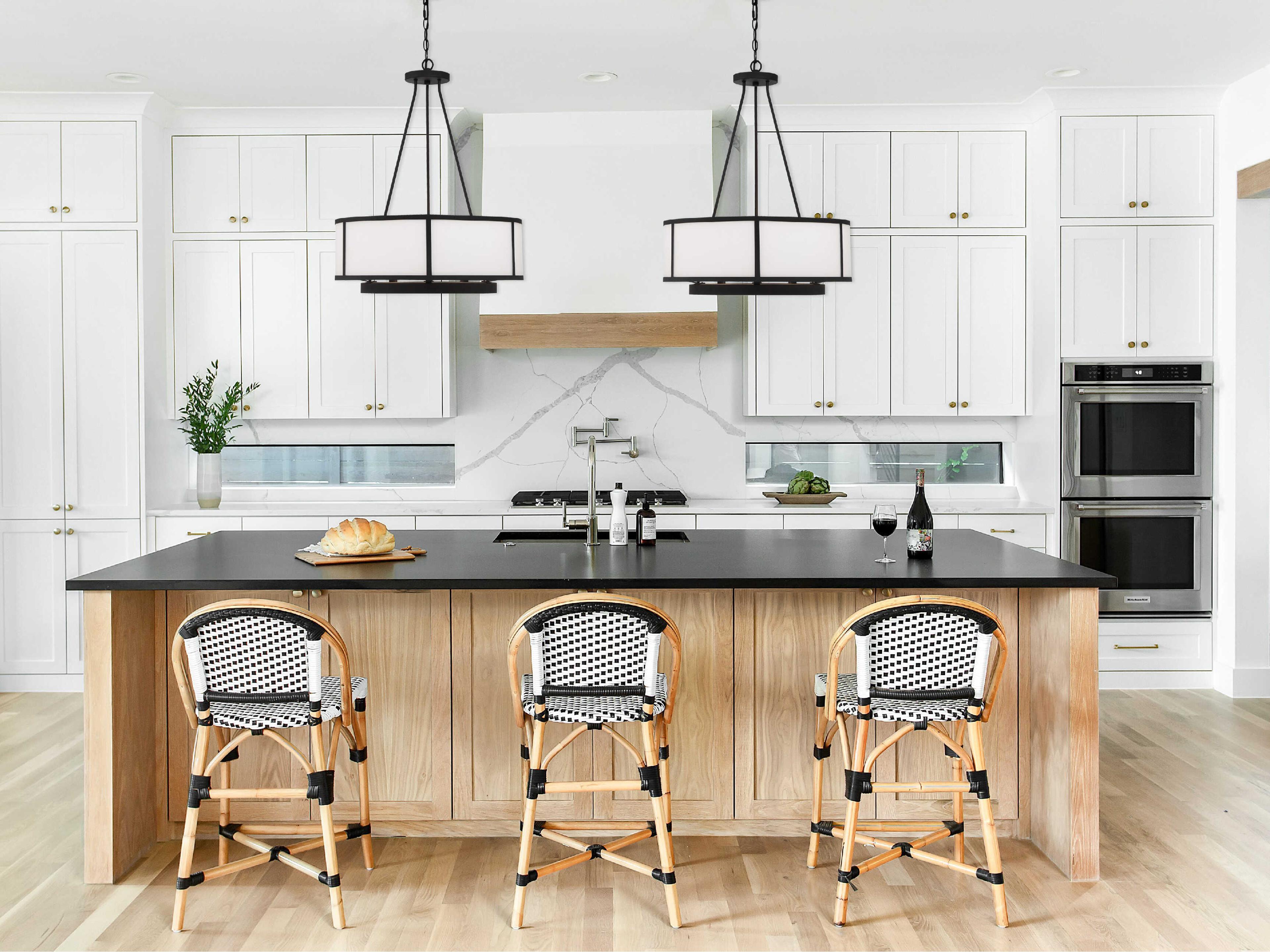 Crystorama Bryant 6-Light Black Forged Glass Drum Chandelier