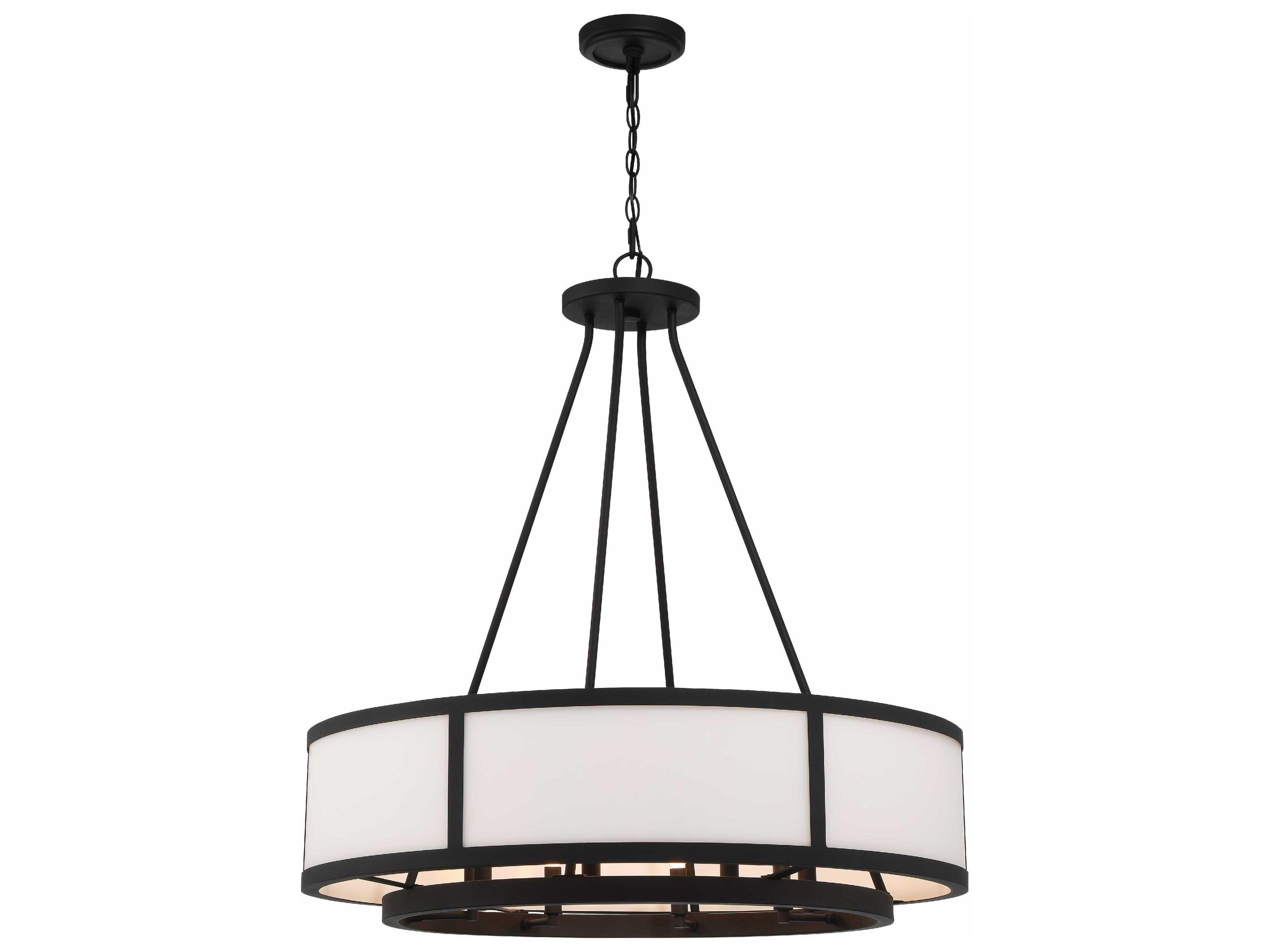 Bryant 8-Light Black Forged Glass Drum Chandelier