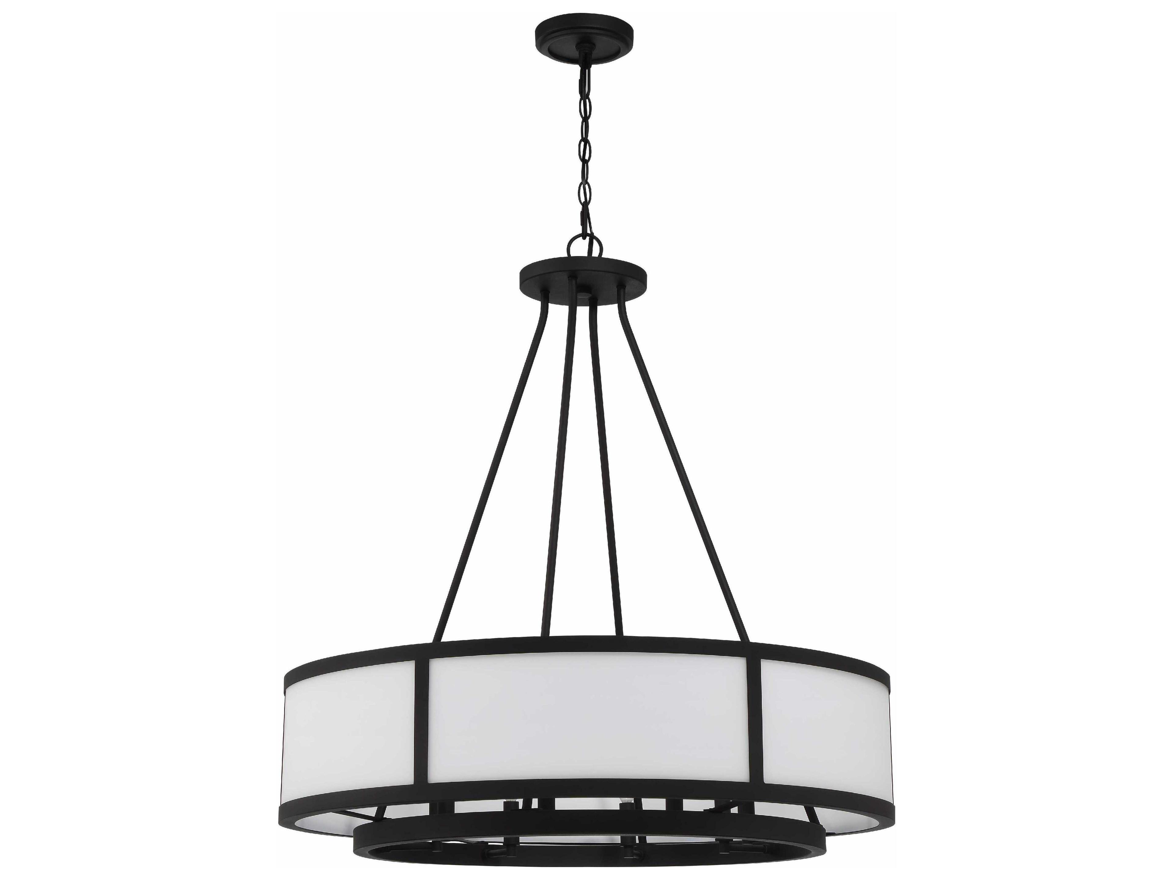 Crystorama Bryant 8-Light Black Forged Glass Drum Chandelier