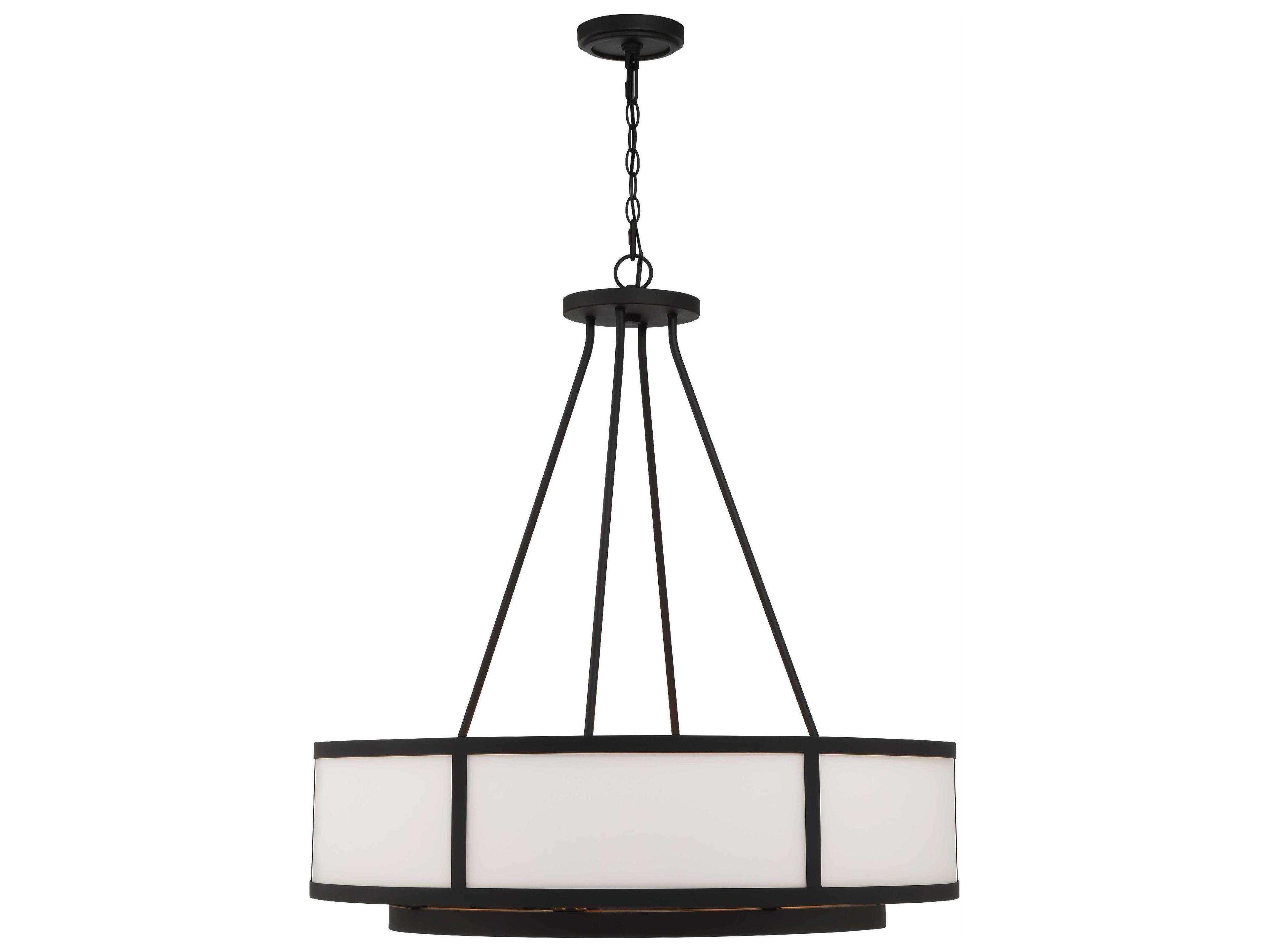 Crystorama Bryant 8-Light Black Forged Glass Drum Chandelier