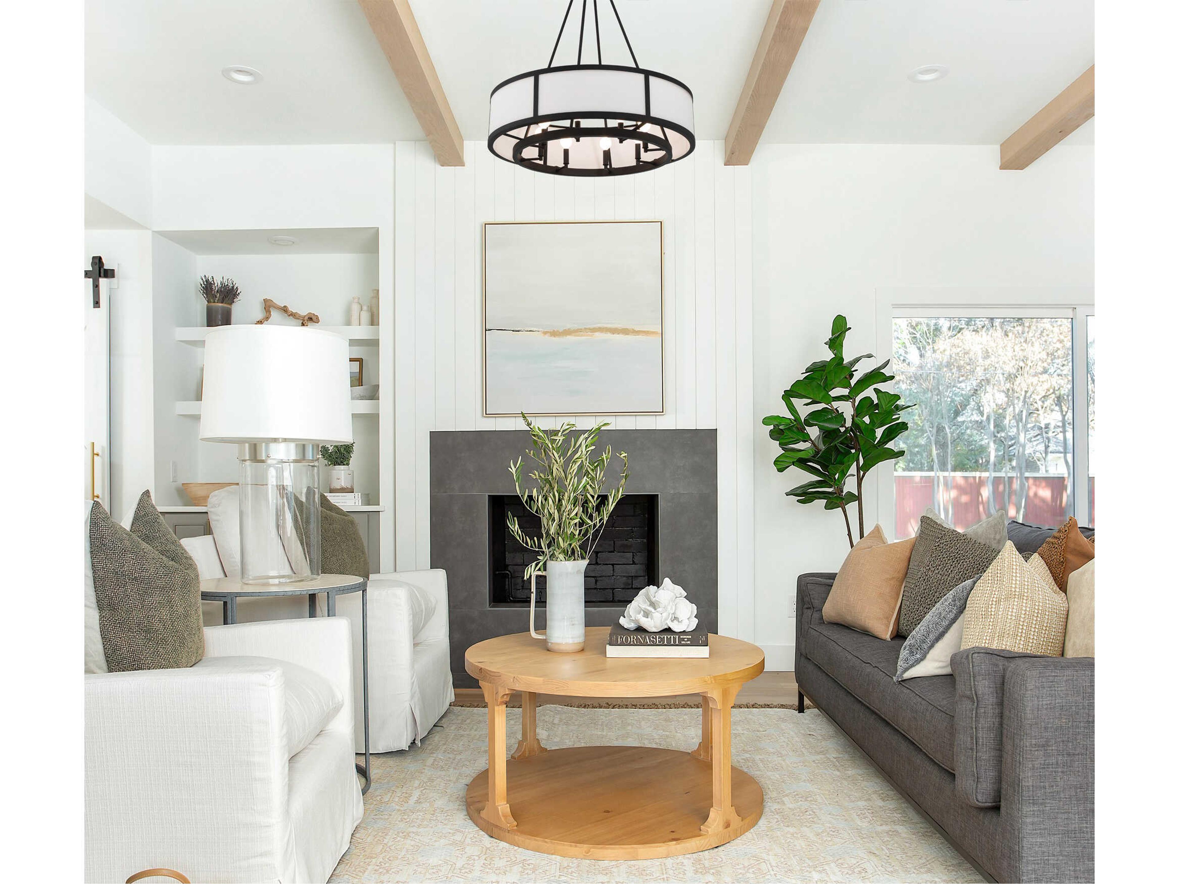 Crystorama Bryant 8-Light Black Forged Glass Drum Chandelier