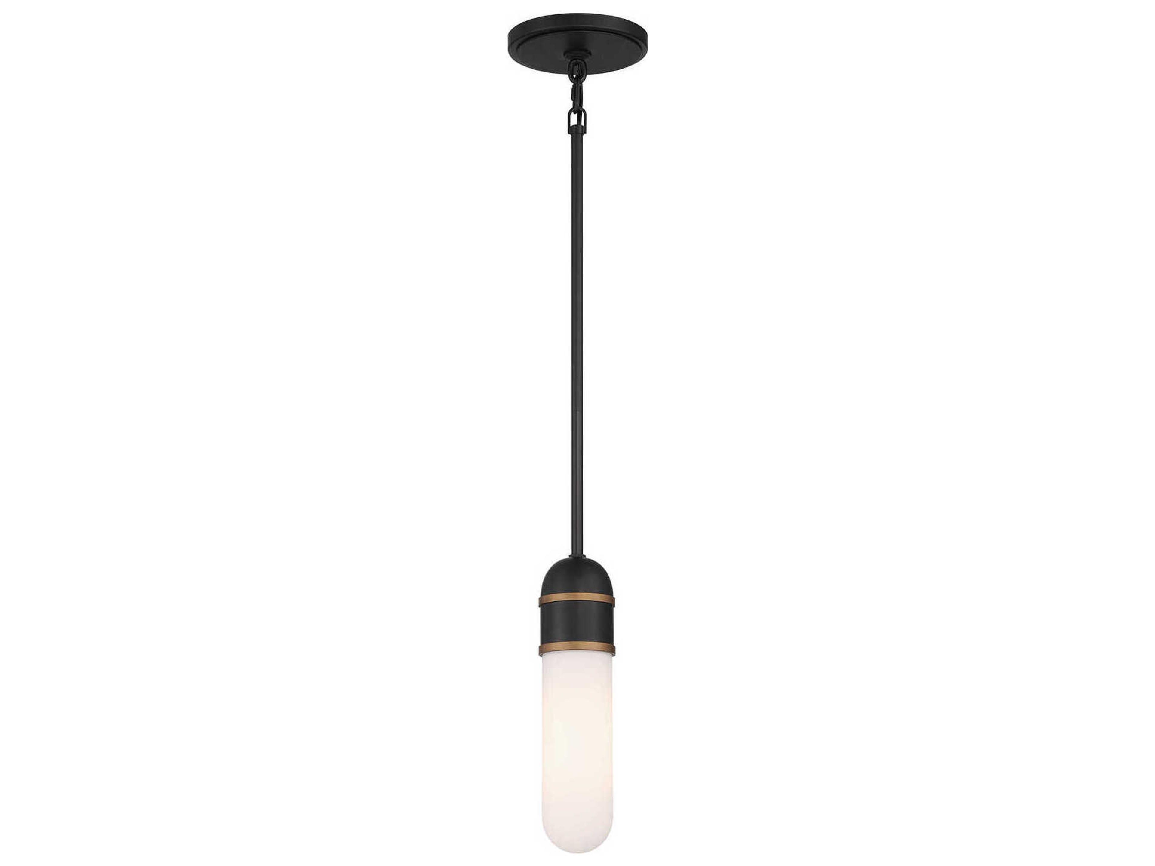Capsule 1-Light Matte Black Textured Gold Cylinder Mini Pendant