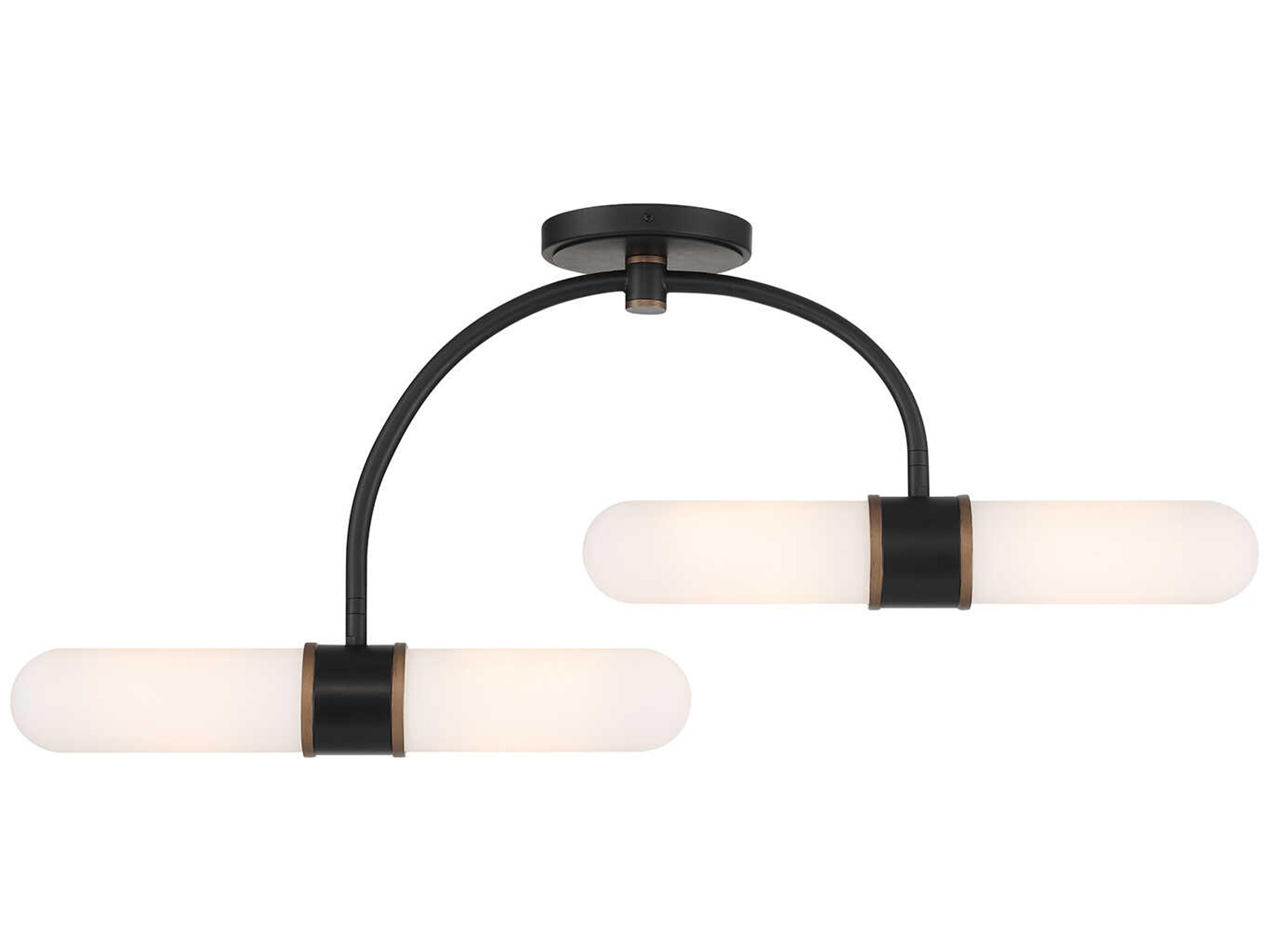 Capsule 4-Light Matte Black Textured Gold Cylinder Semi Flush Mount