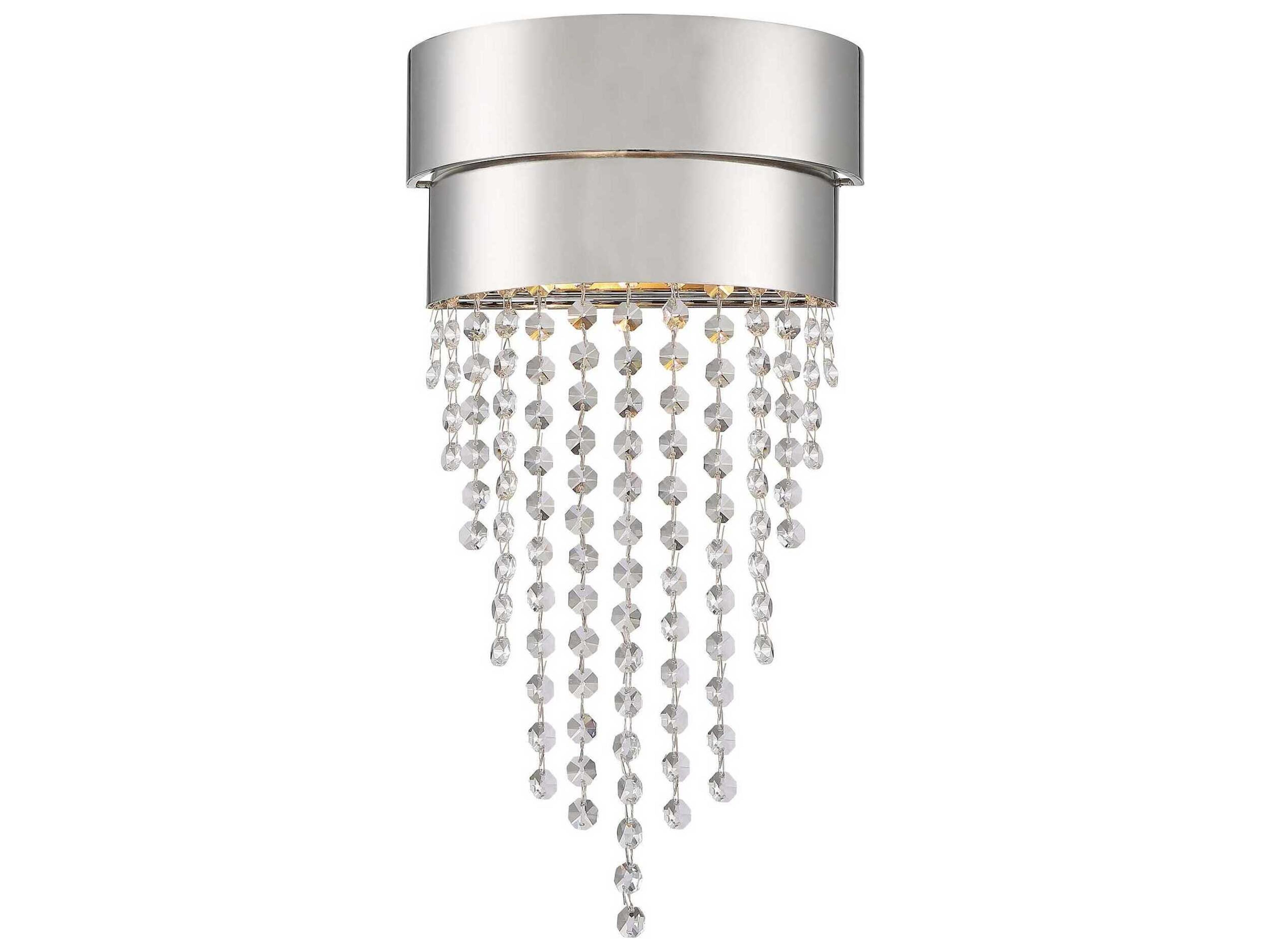 Crystorama Clarksen 2-Light Polished Nickel Crystal Wall Sconce