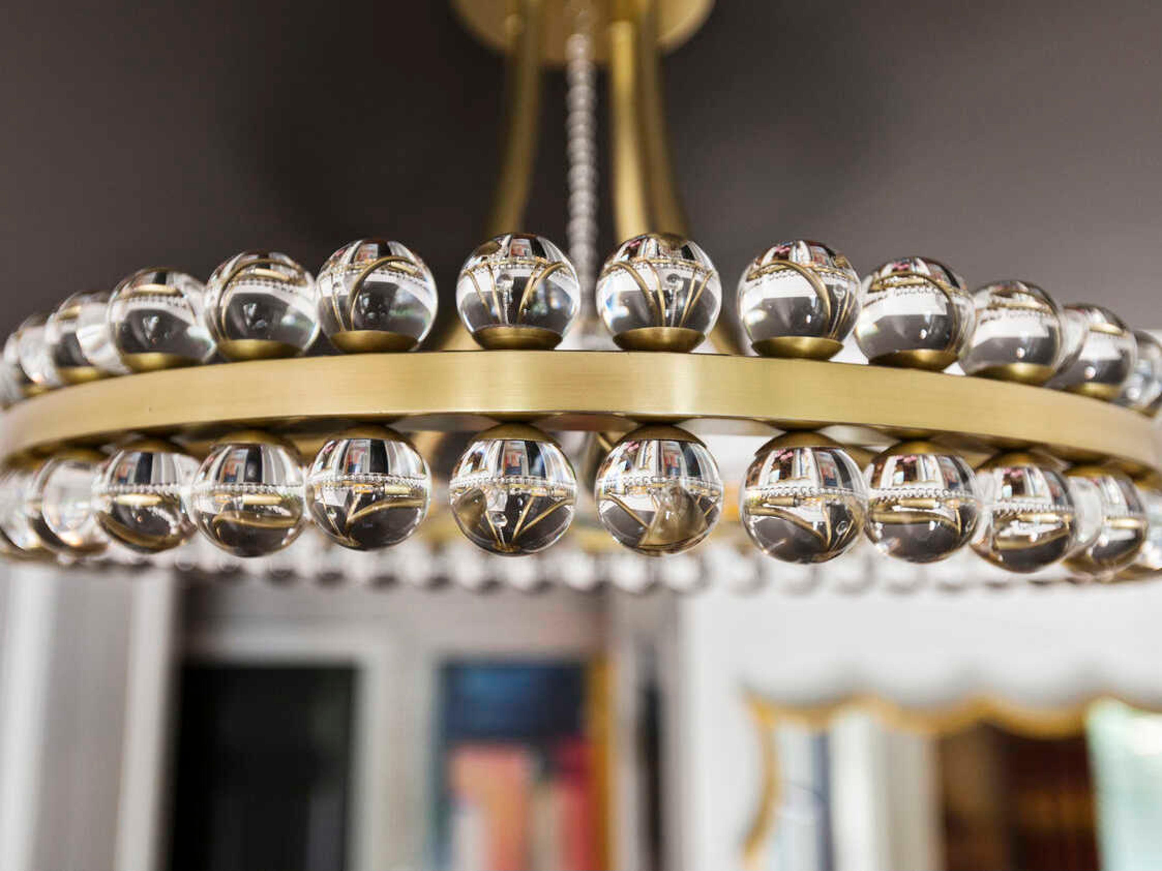 Crystorama Clover 4-Light Brass Glass Round Semi Flush Mount