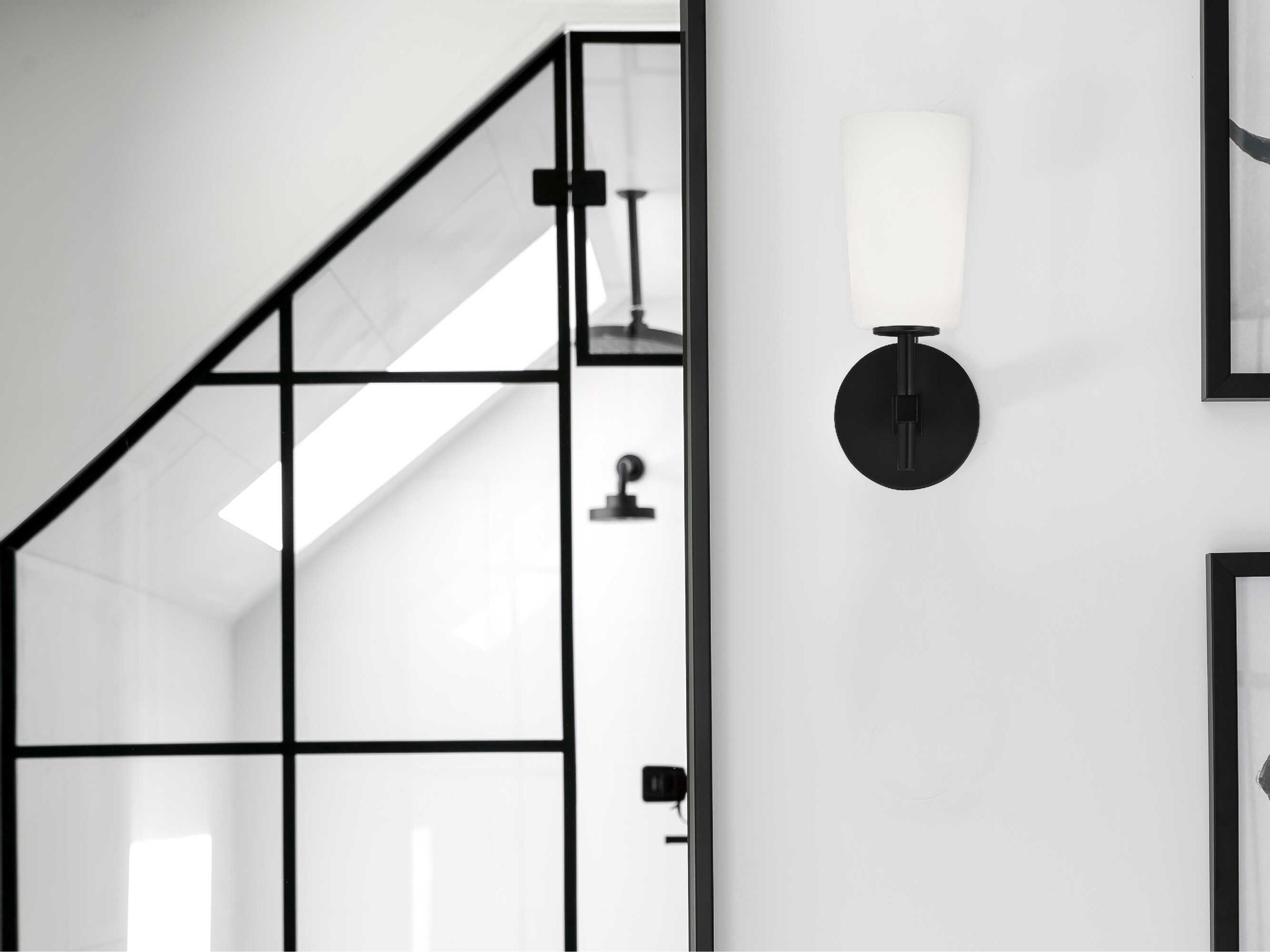 Crystorama Colton 1-Light Black Glass Wall Sconce