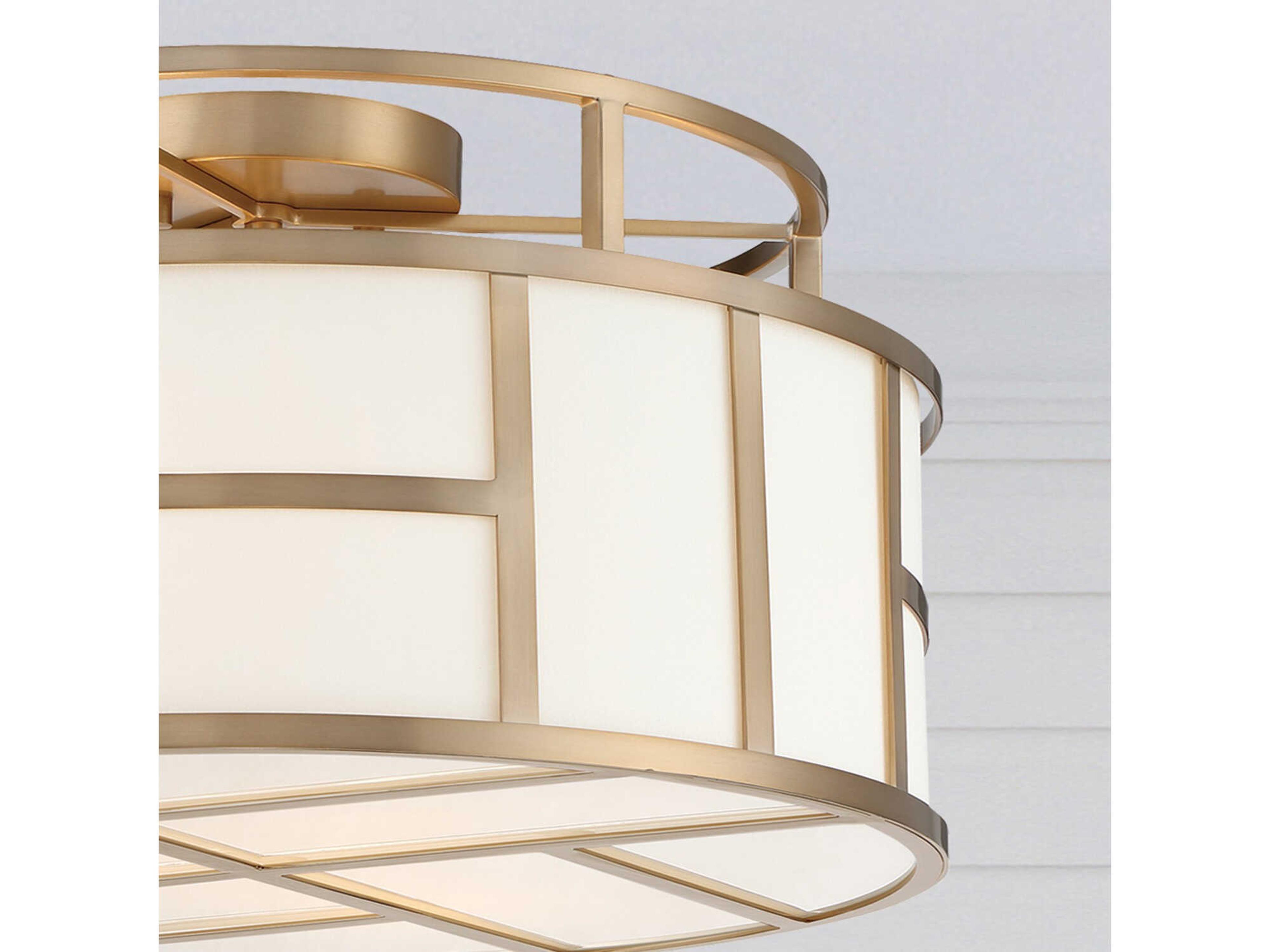 Crystorama Danielson 3-Light Gold Drum Semi Flush Mount