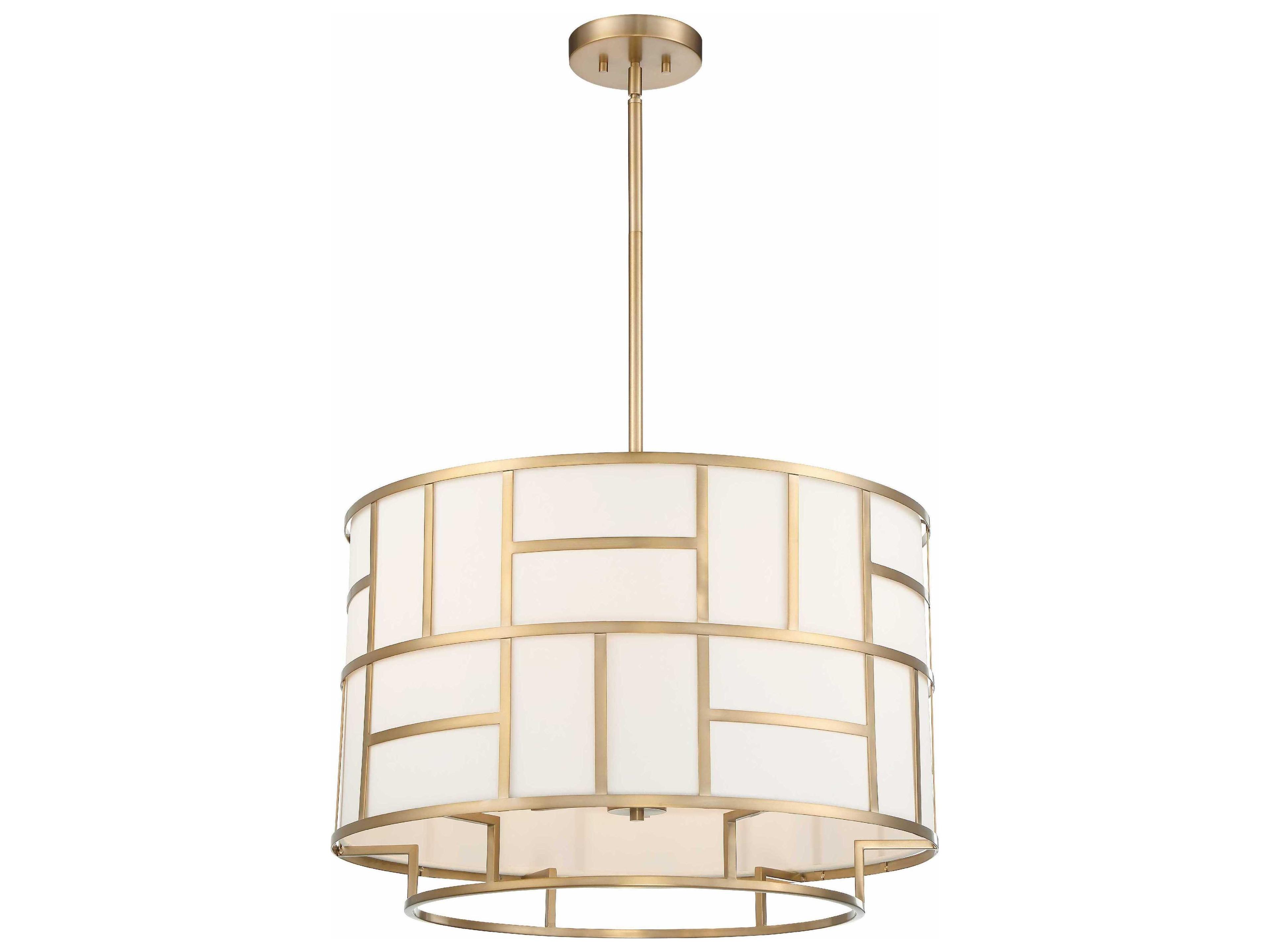 Crystorama Danielson 6-Light White Candelabra Drum Geometric Chandelier