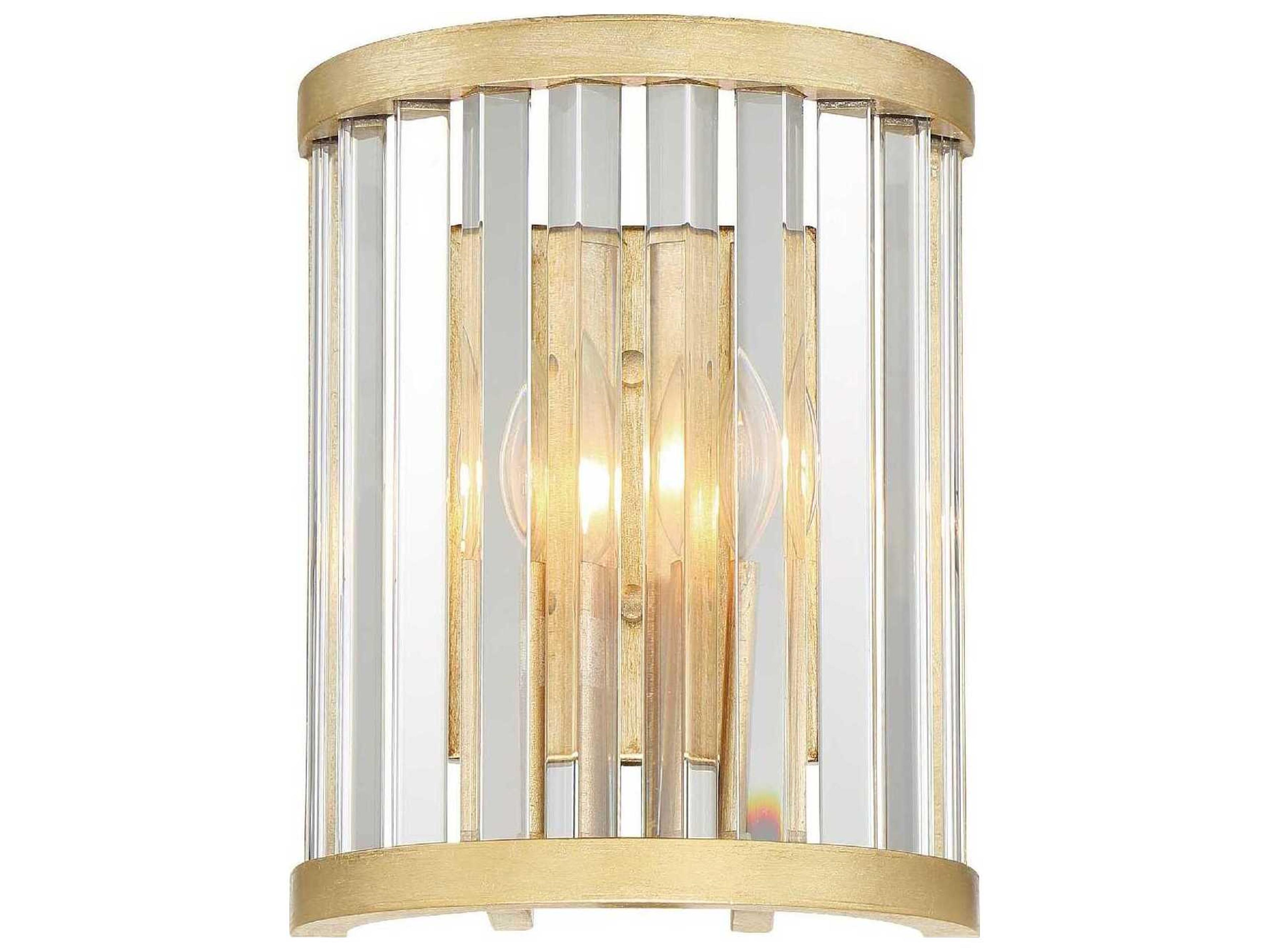 Crystorama Darcy 2-Light Distressed Twilight Gold Crystal Wall Sconce