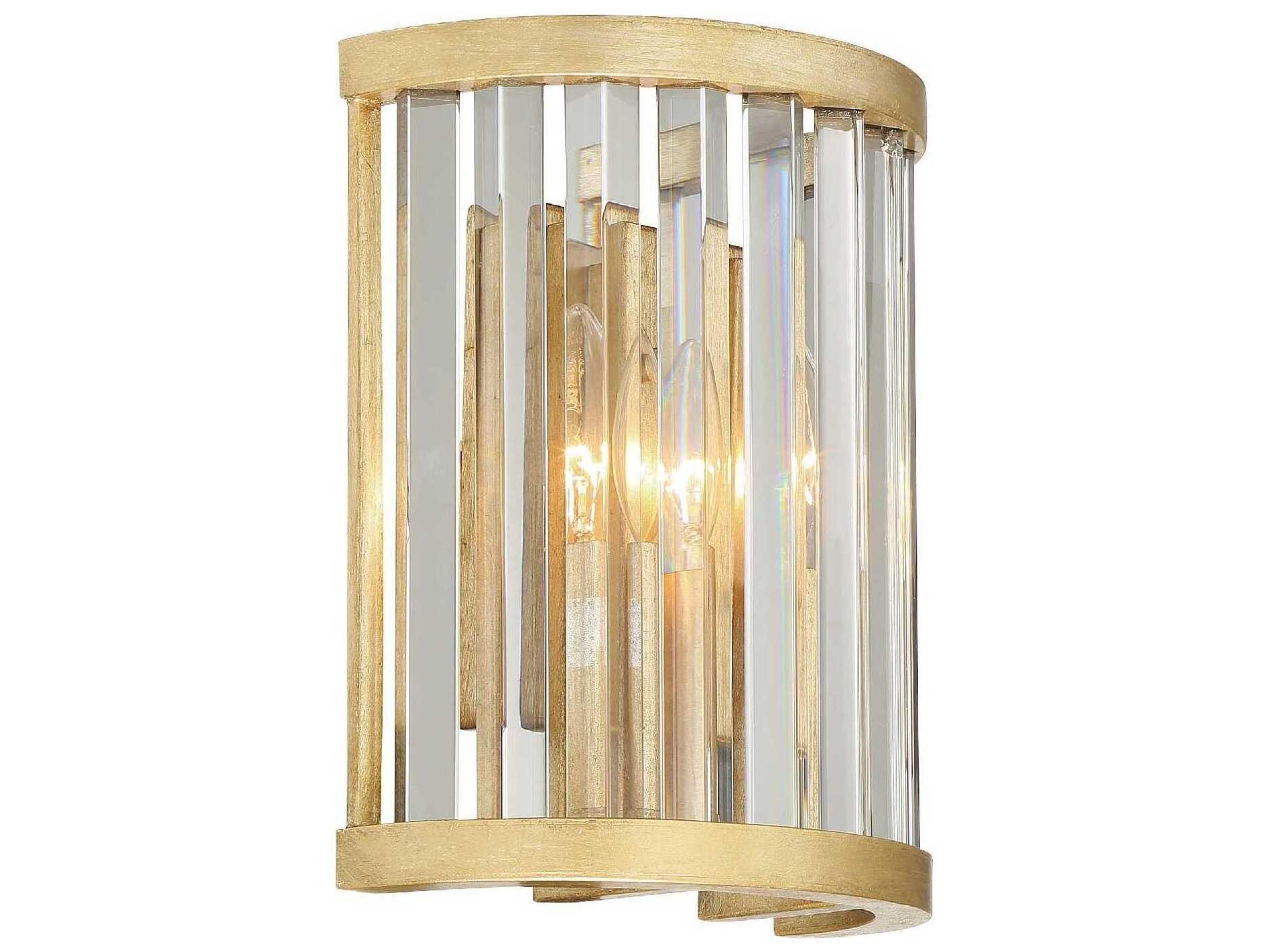 Crystorama Darcy 2-Light Distressed Twilight Gold Crystal Wall Sconce