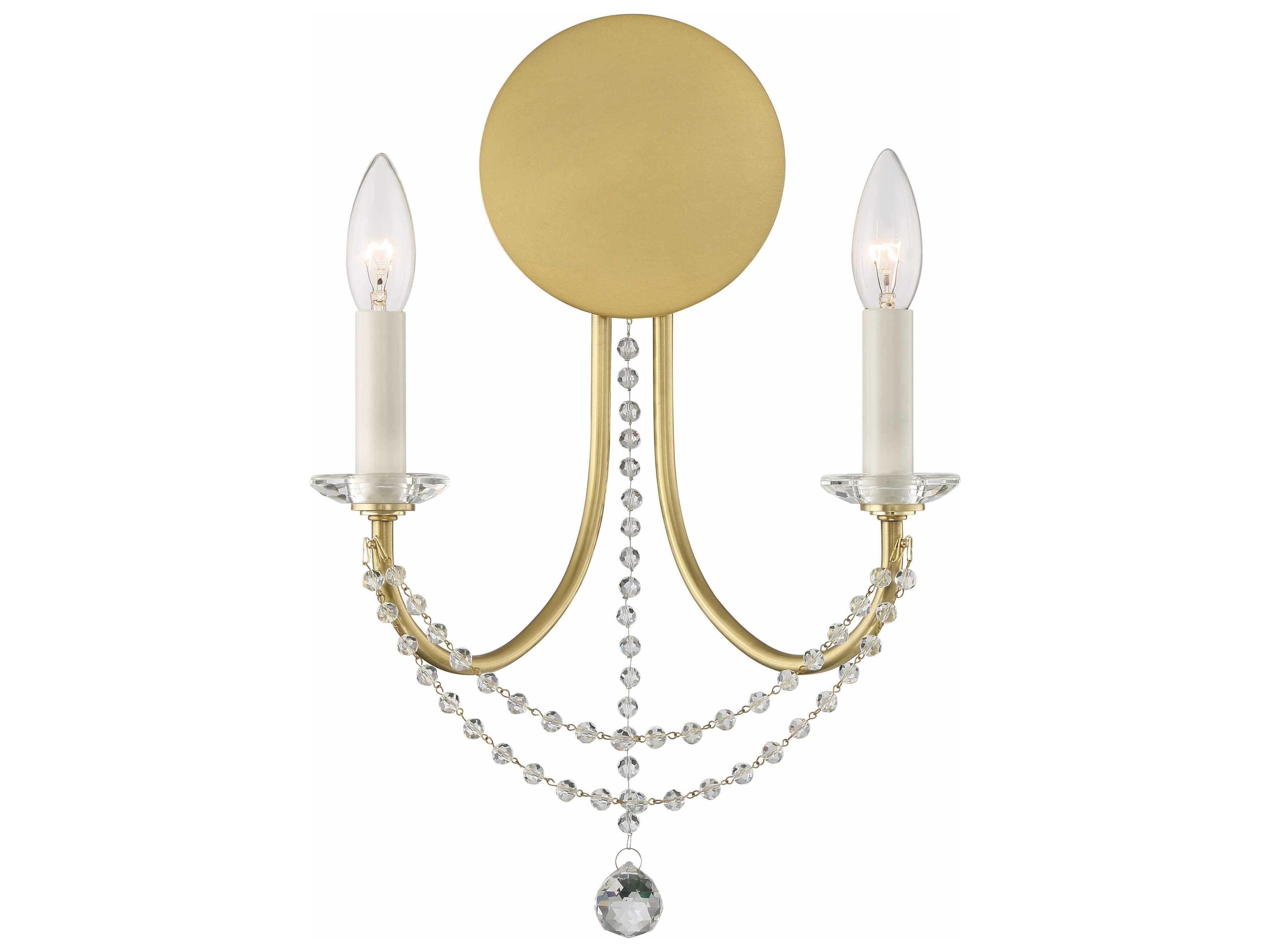 Delilah 2-Light Aged Brass Crystal Wall Sconce