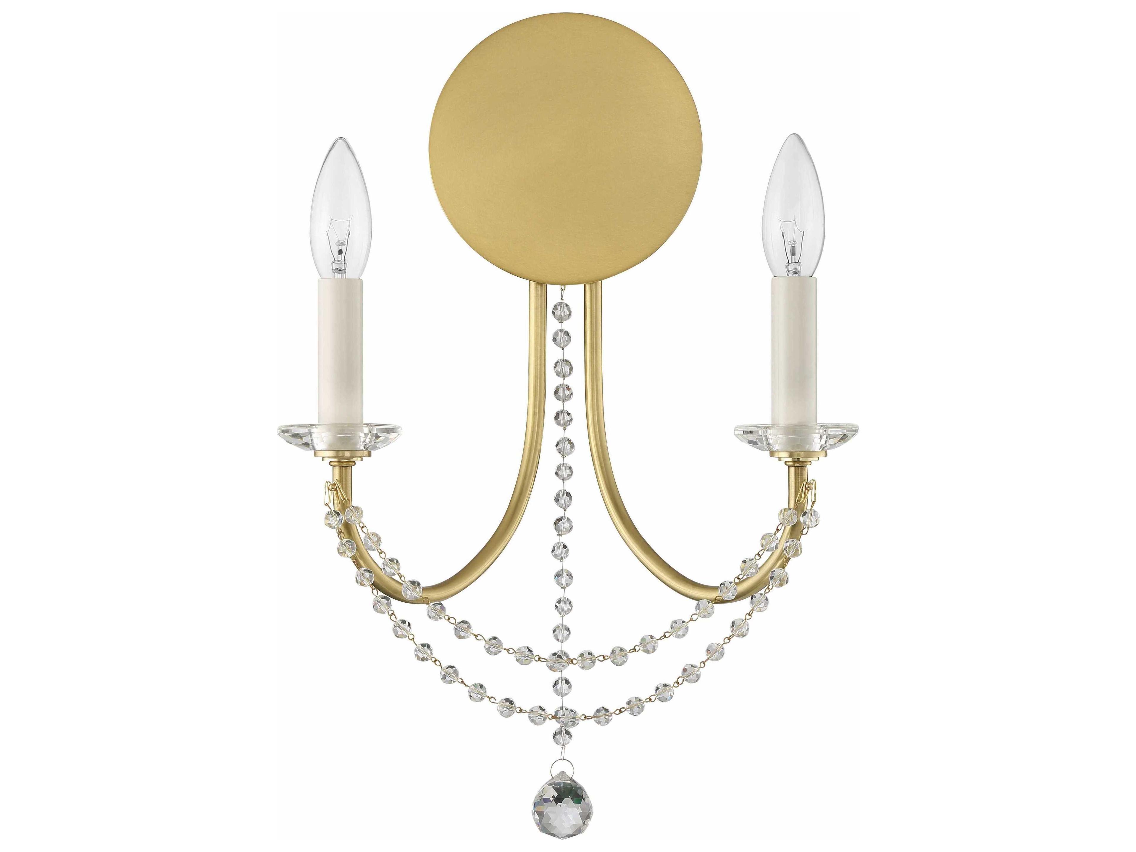 Crystorama Delilah 2-Light Aged Brass Crystal Wall Sconce