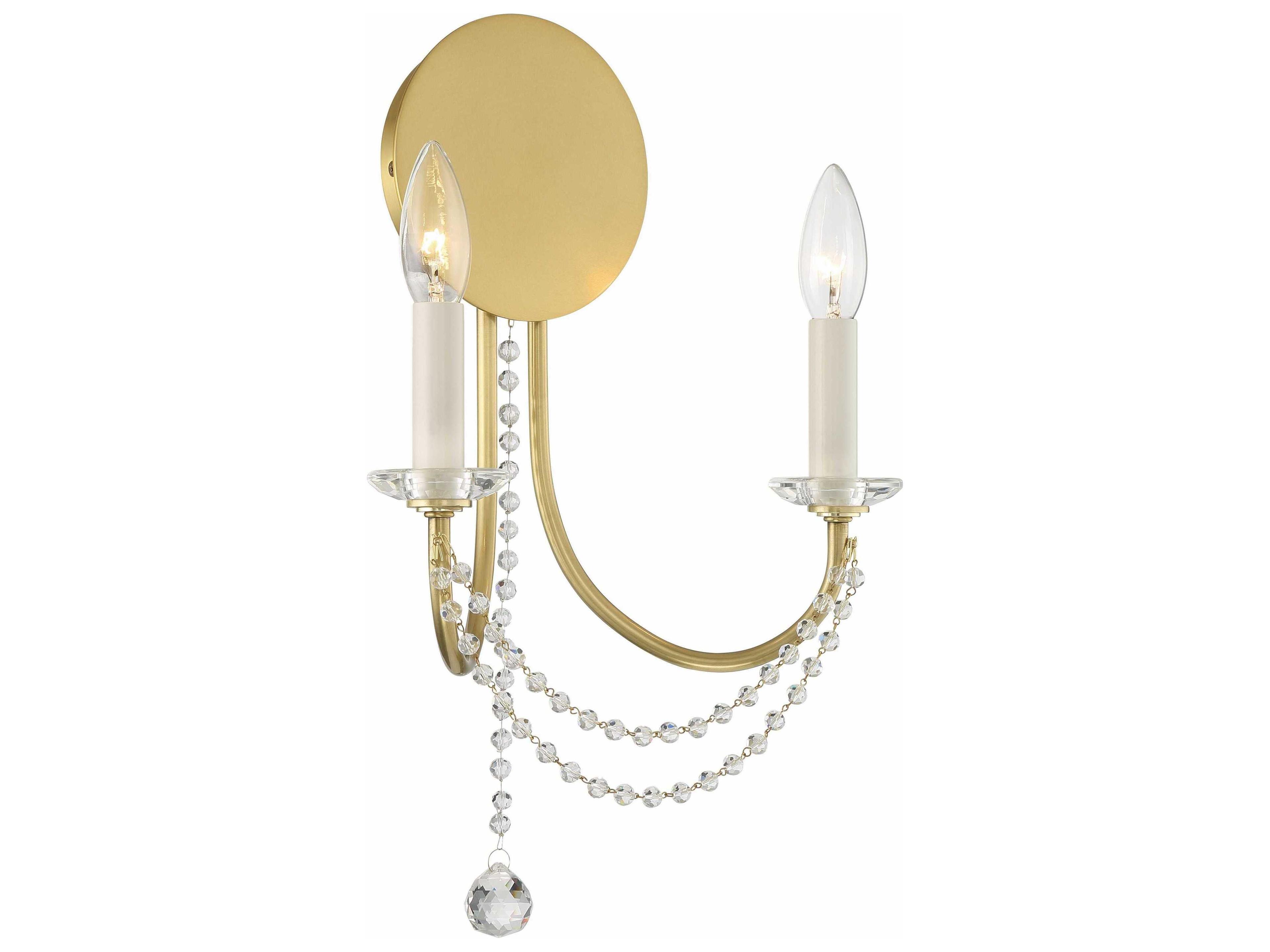 Crystorama Delilah 2-Light Aged Brass Crystal Wall Sconce