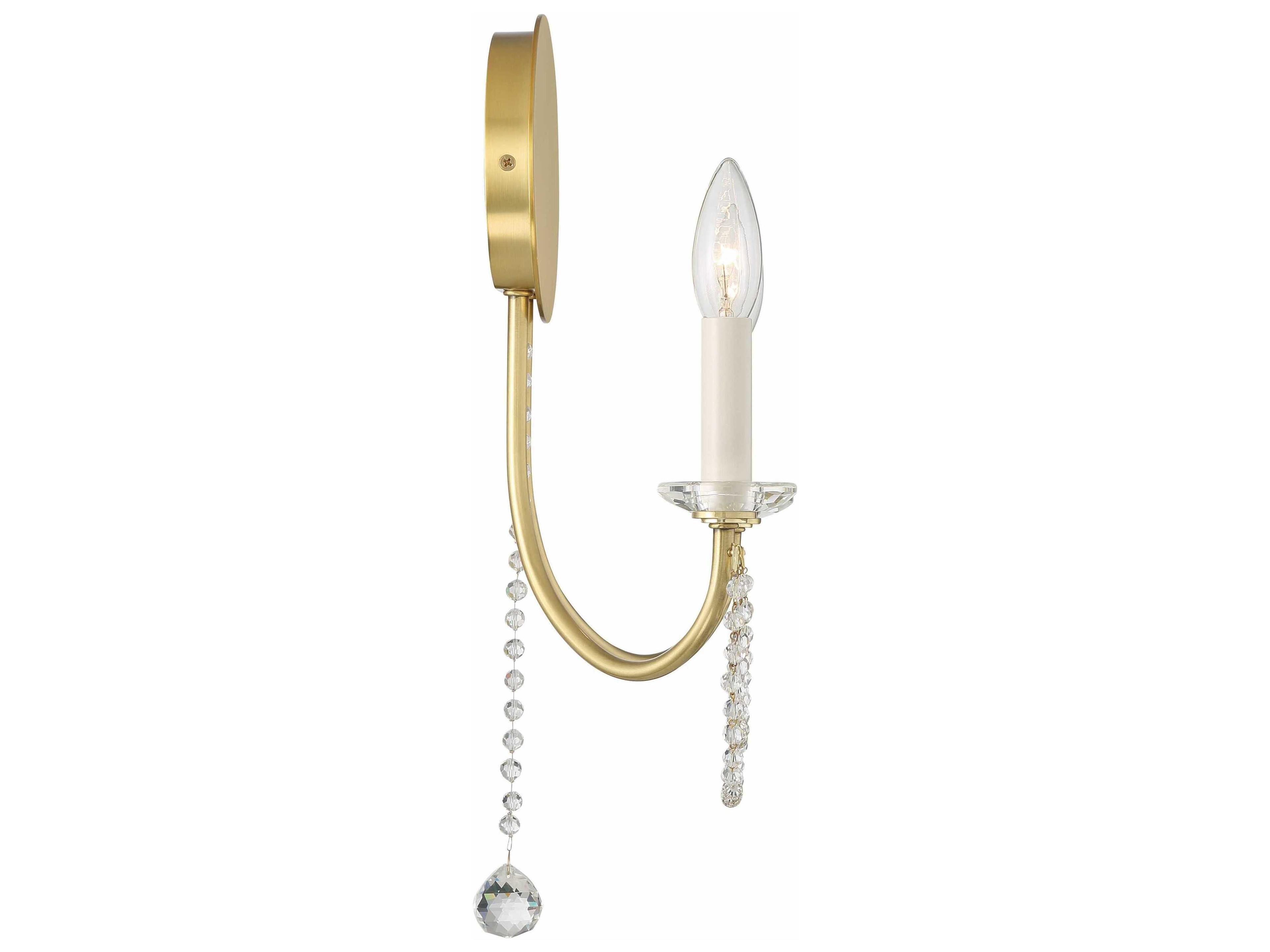 Crystorama Delilah 2-Light Aged Brass Crystal Wall Sconce