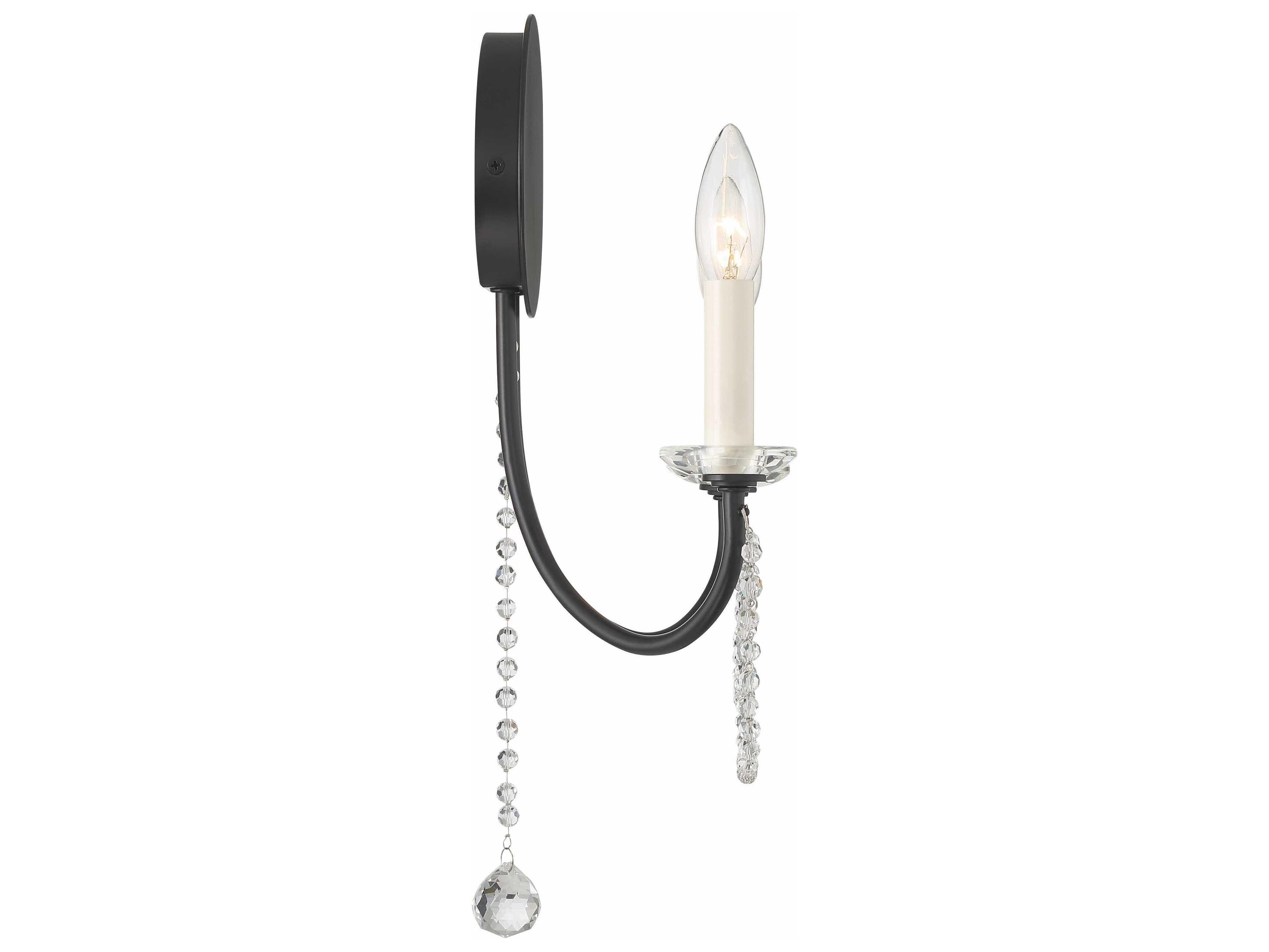 Crystorama Delilah 2-Light Matte Black Crystal Wall Sconce