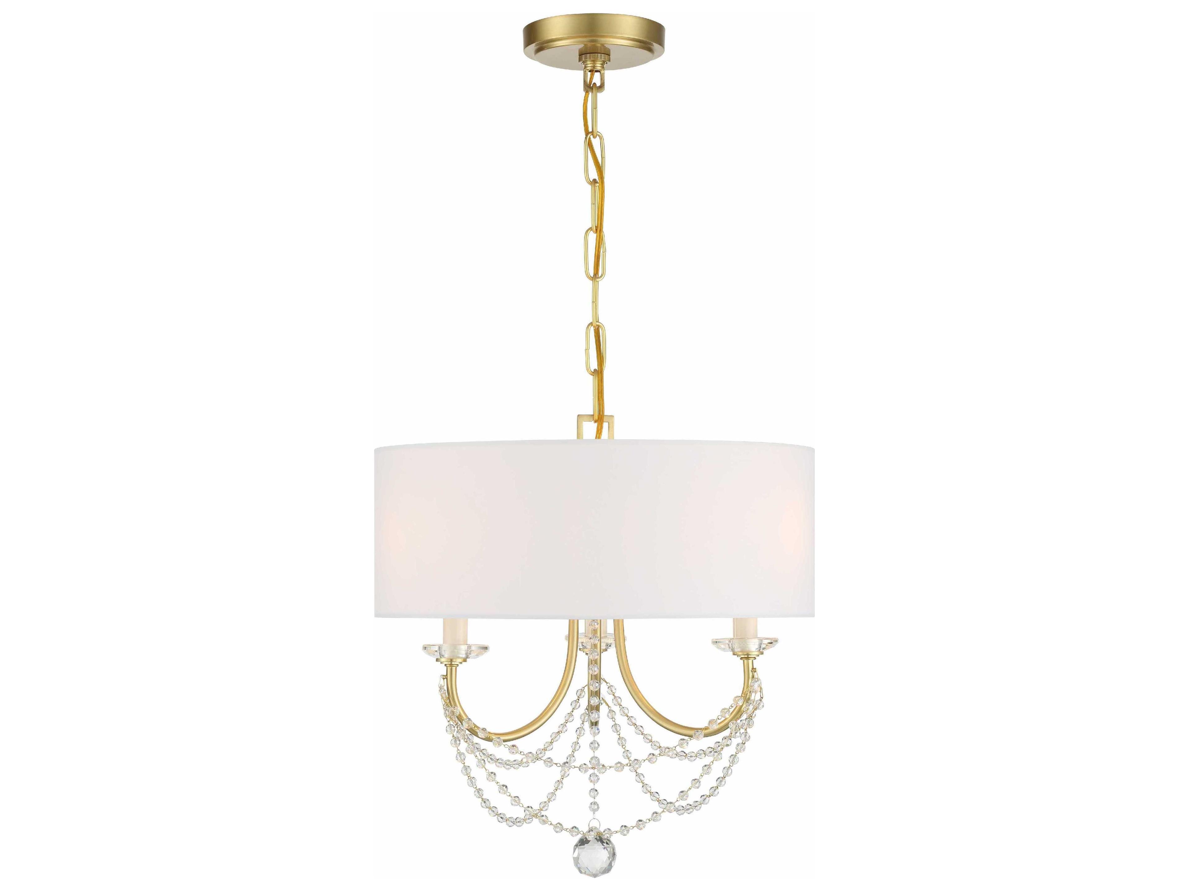 Delilah 3-Light Aged Brass Crystal Candelabra Drum Chandelier
