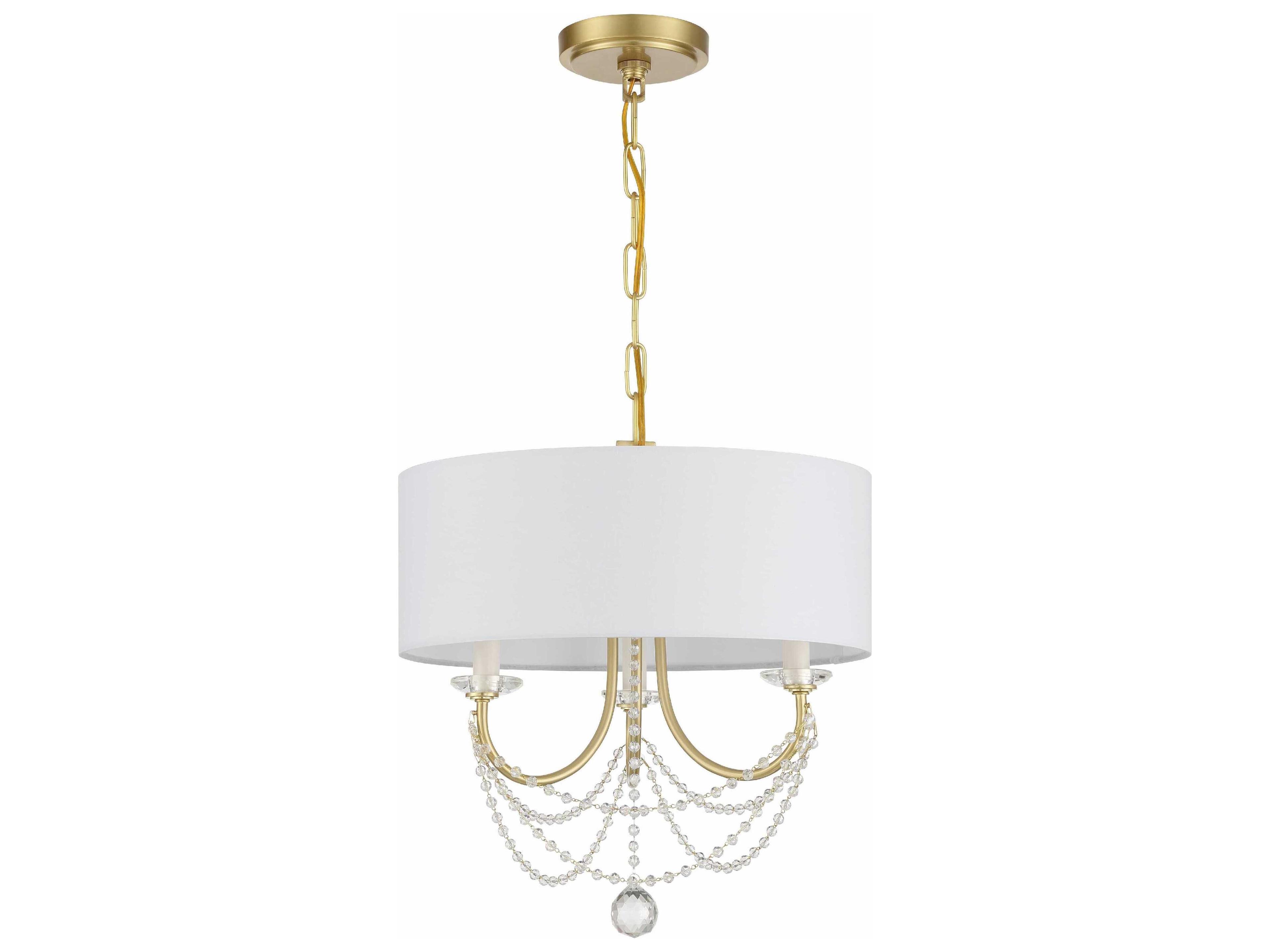 Crystorama Delilah 3-Light Aged Brass Crystal Candelabra Drum Chandelier