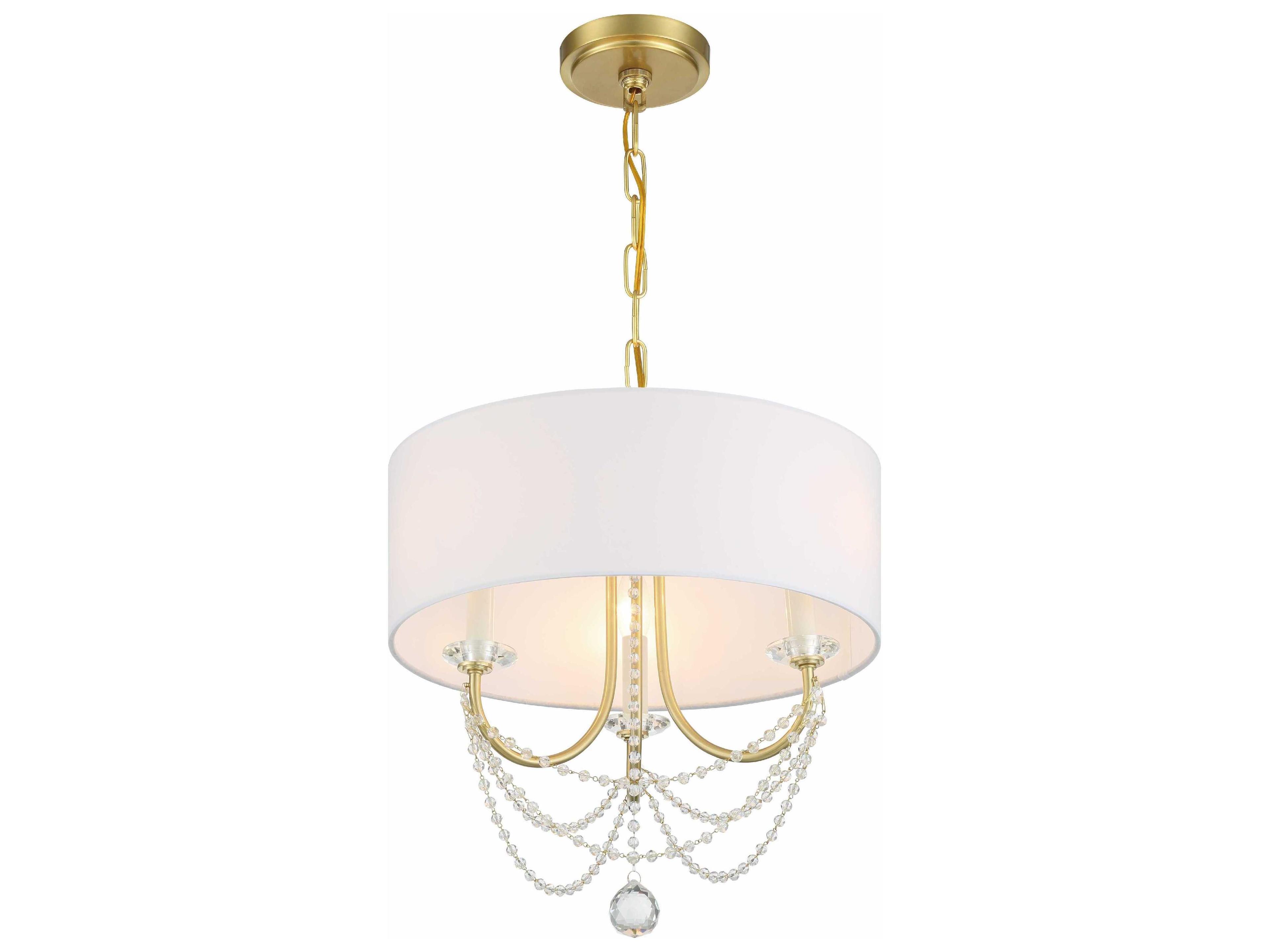 Crystorama Delilah 3-Light Aged Brass Crystal Candelabra Drum Chandelier