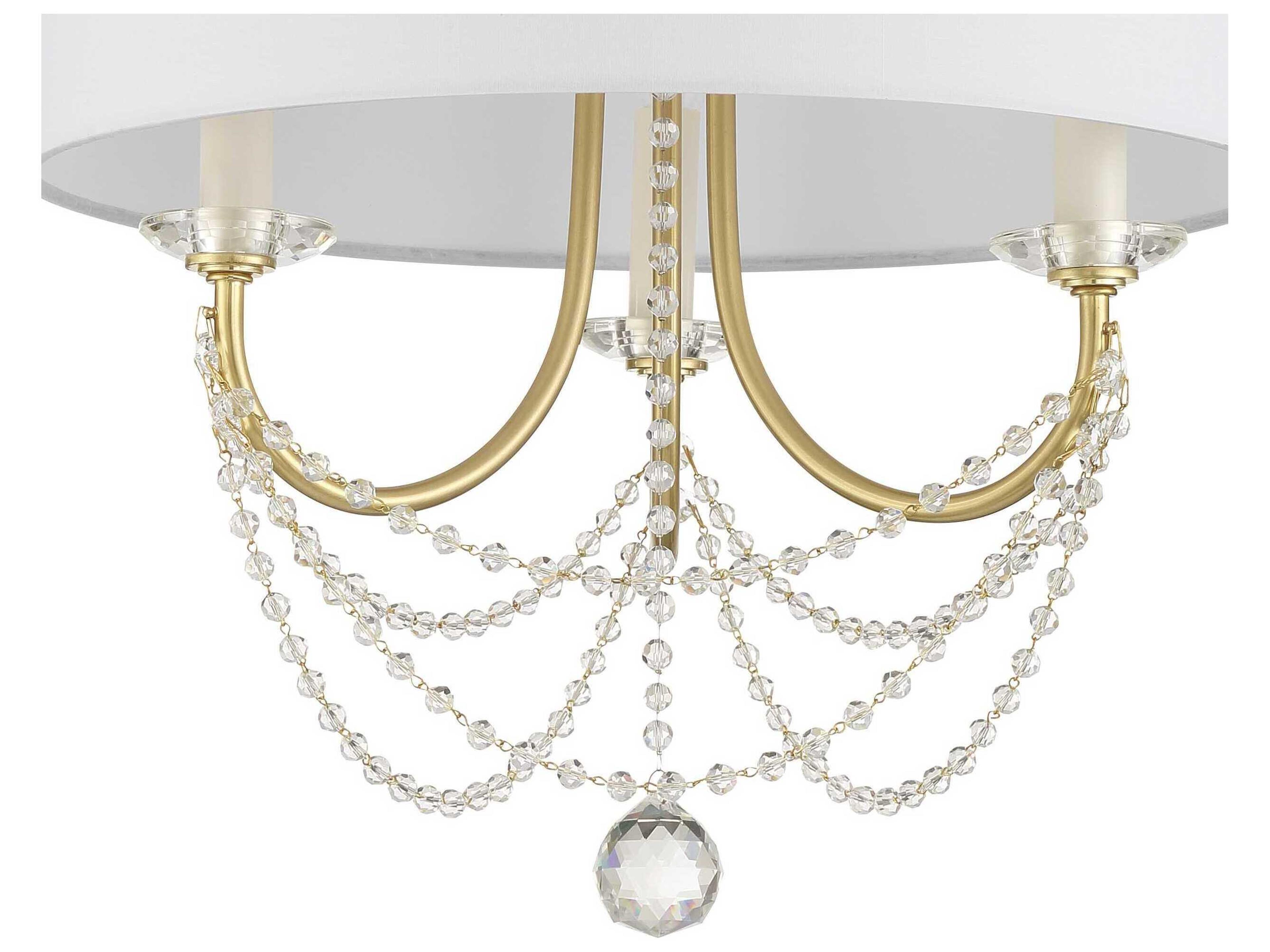 Crystorama Delilah 3-Light Aged Brass Crystal Candelabra Drum Chandelier