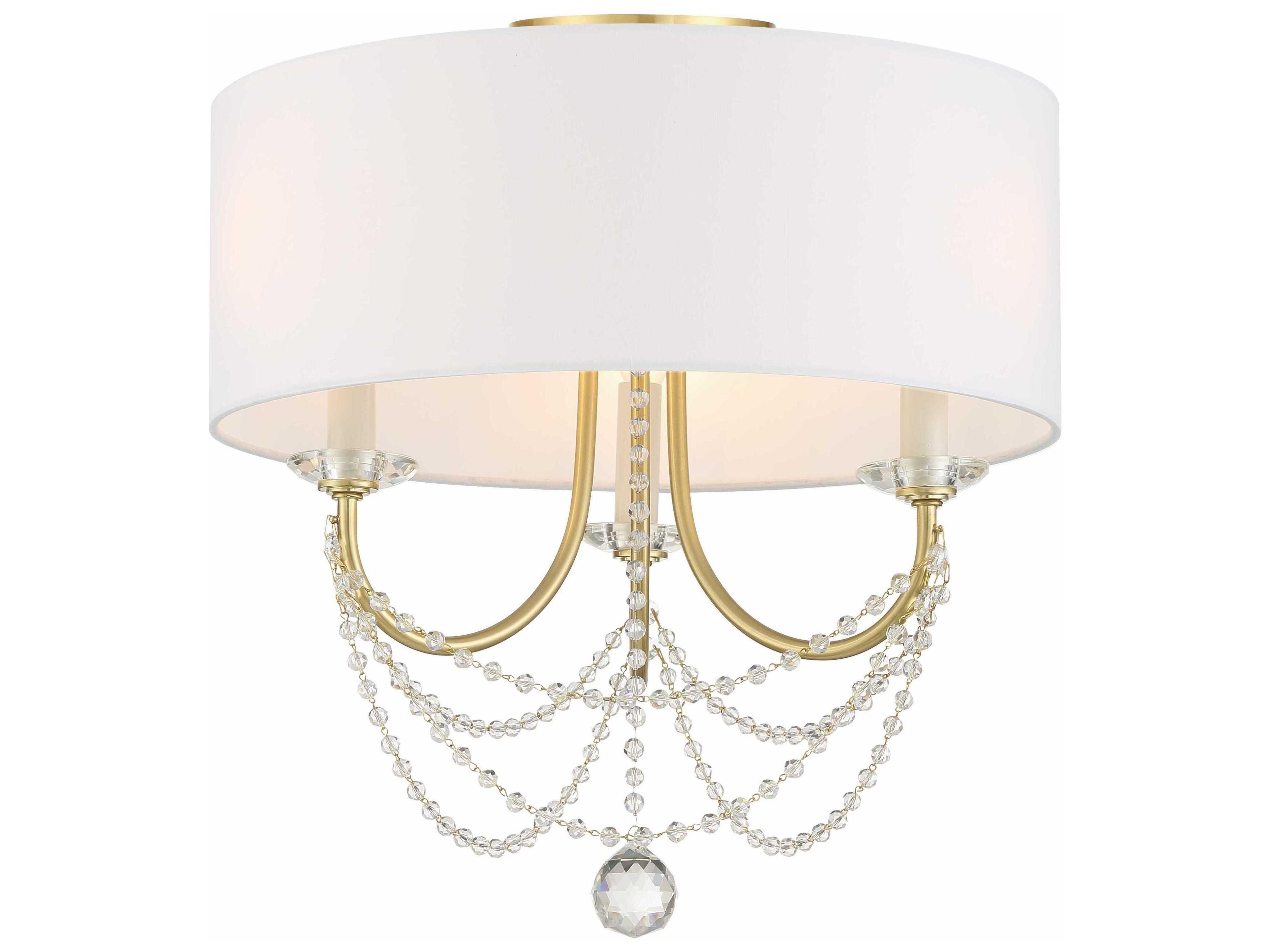 Crystorama Delilah 3-Light Aged Brass Crystal Drum Semi Flush Mount